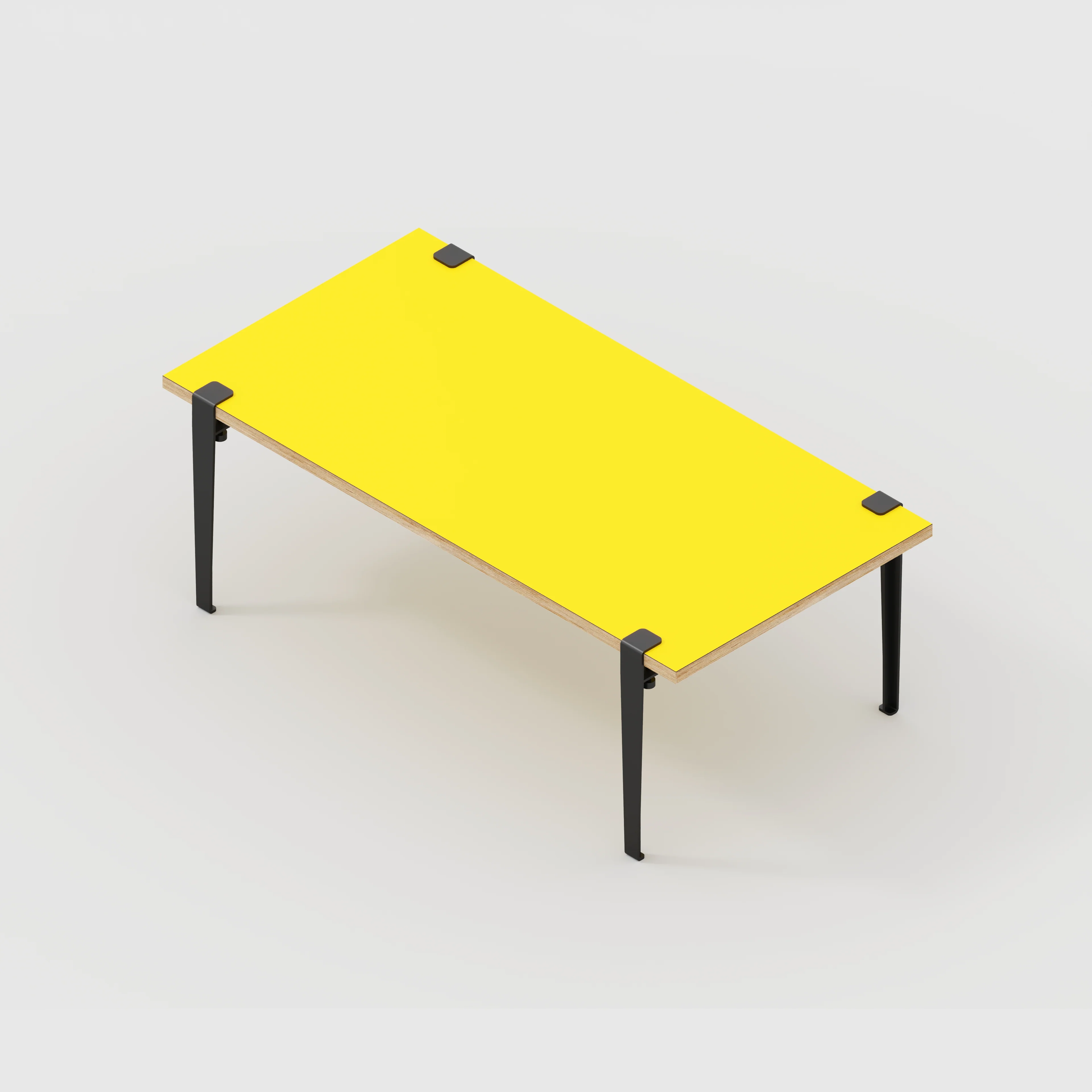 Plywood Coffee Table with Black Tiptoe Legs - Formica Chrome Yellow - 1200(w) x 600(d) x 430(h) - Image 5