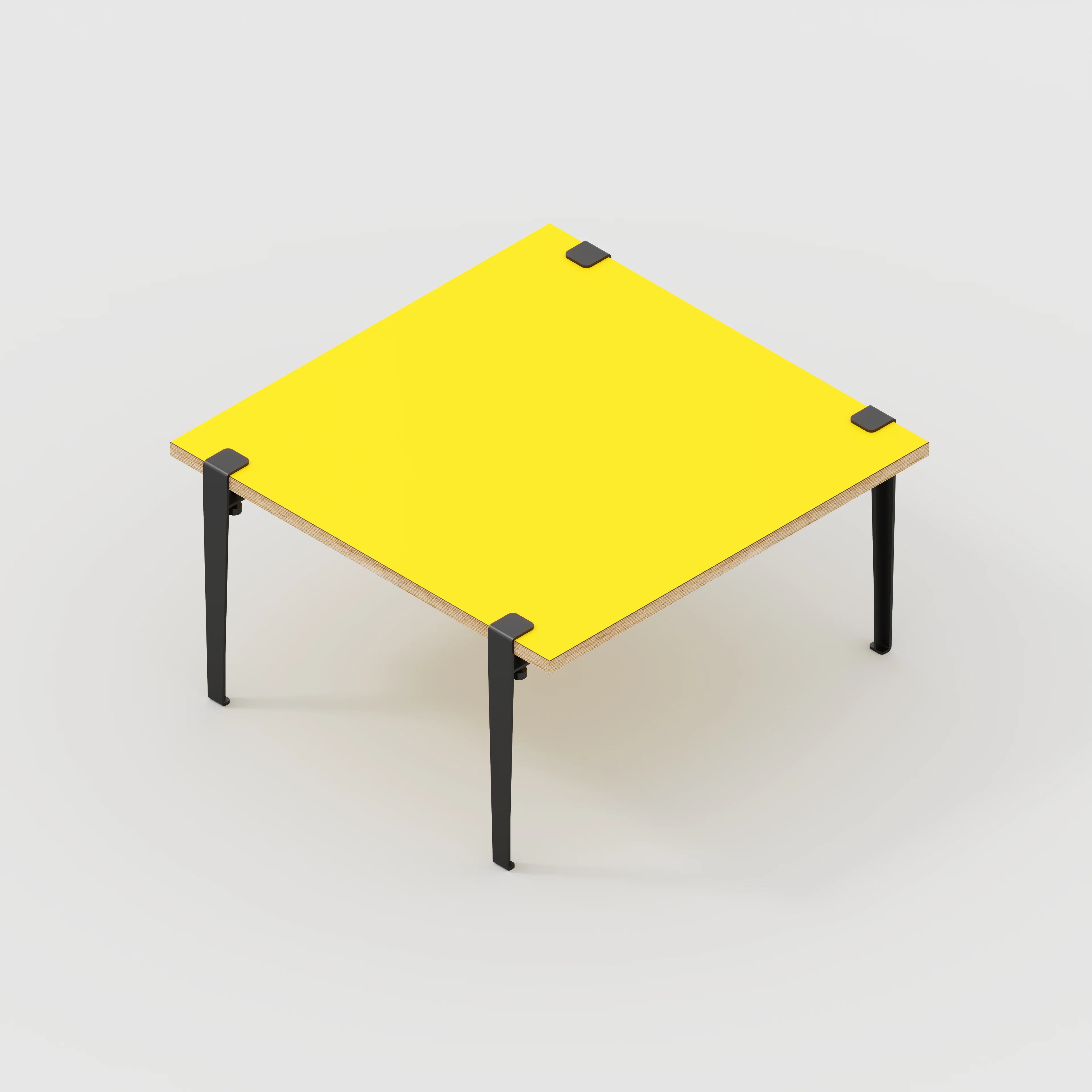 Plywood Coffee Table with Black Tiptoe Legs - Formica Chrome Yellow - 800(w) x 800(d) x 430(h) - Image 5