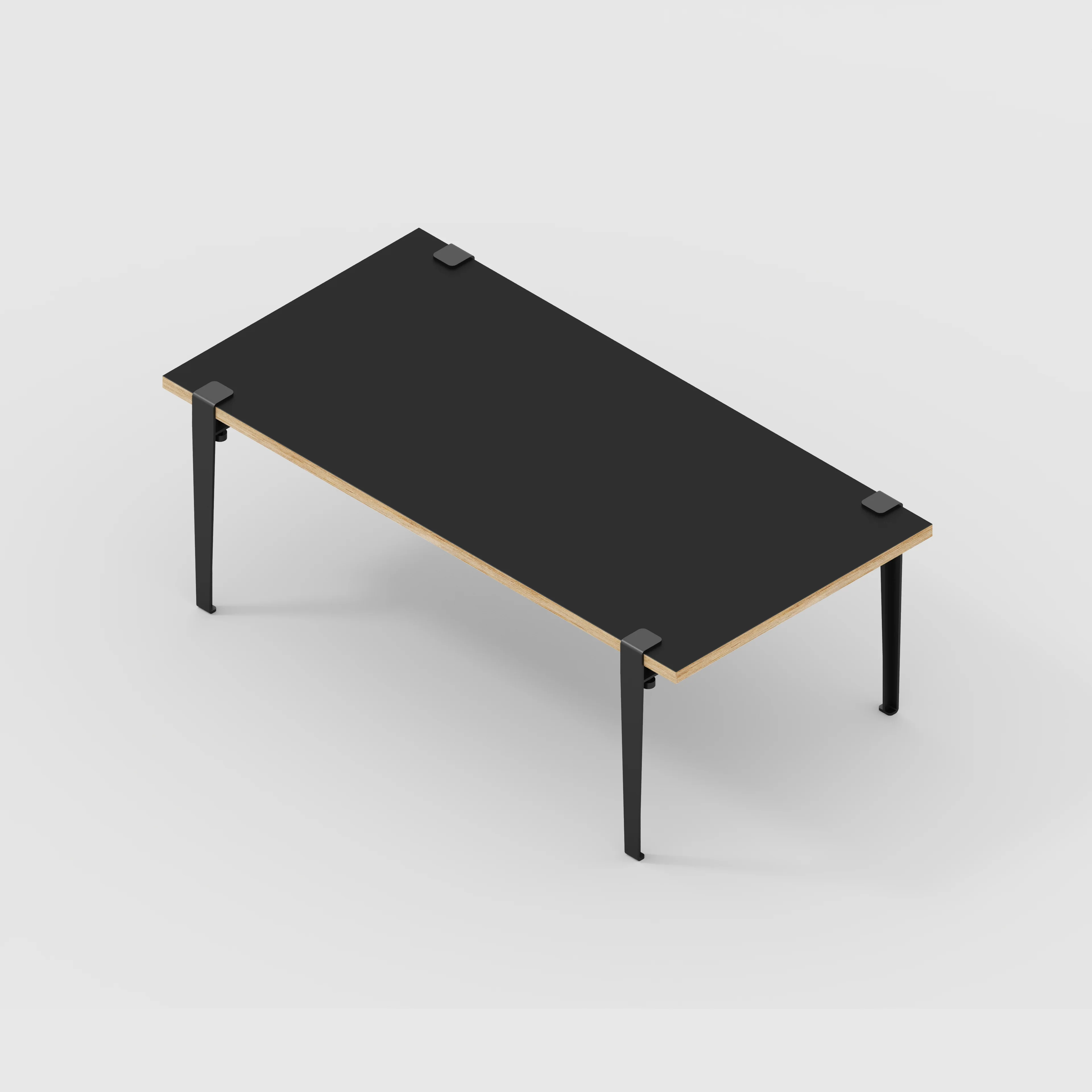 Plywood Coffee Table with Black Tiptoe Legs - Formica Diamond Black - 1200(w) x 600(d) x 430(h) - Image 5