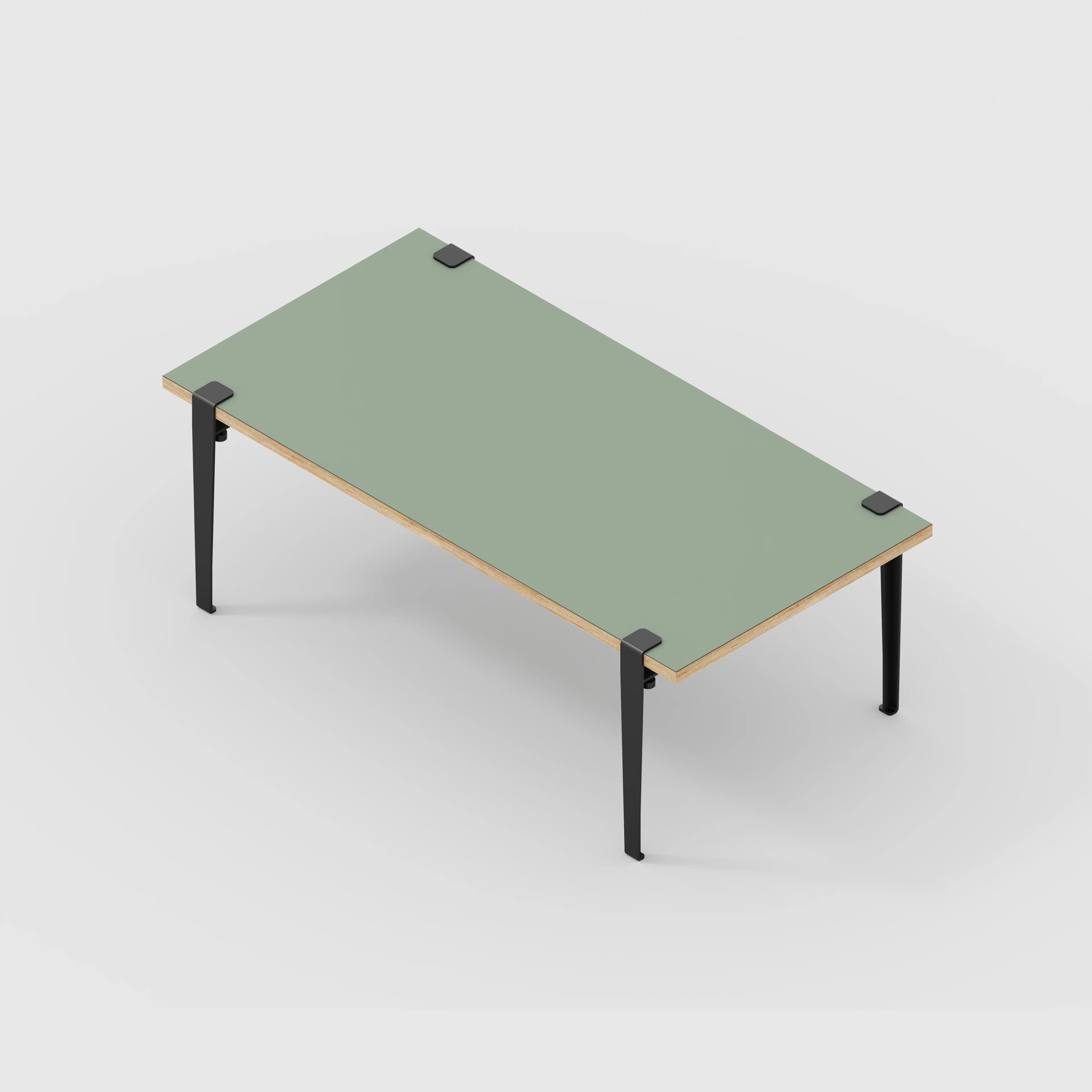 Plywood Coffee Table with Black Tiptoe Legs - Formica Green Slate - 1200(w) x 600(d) x 430(h) - Image 5