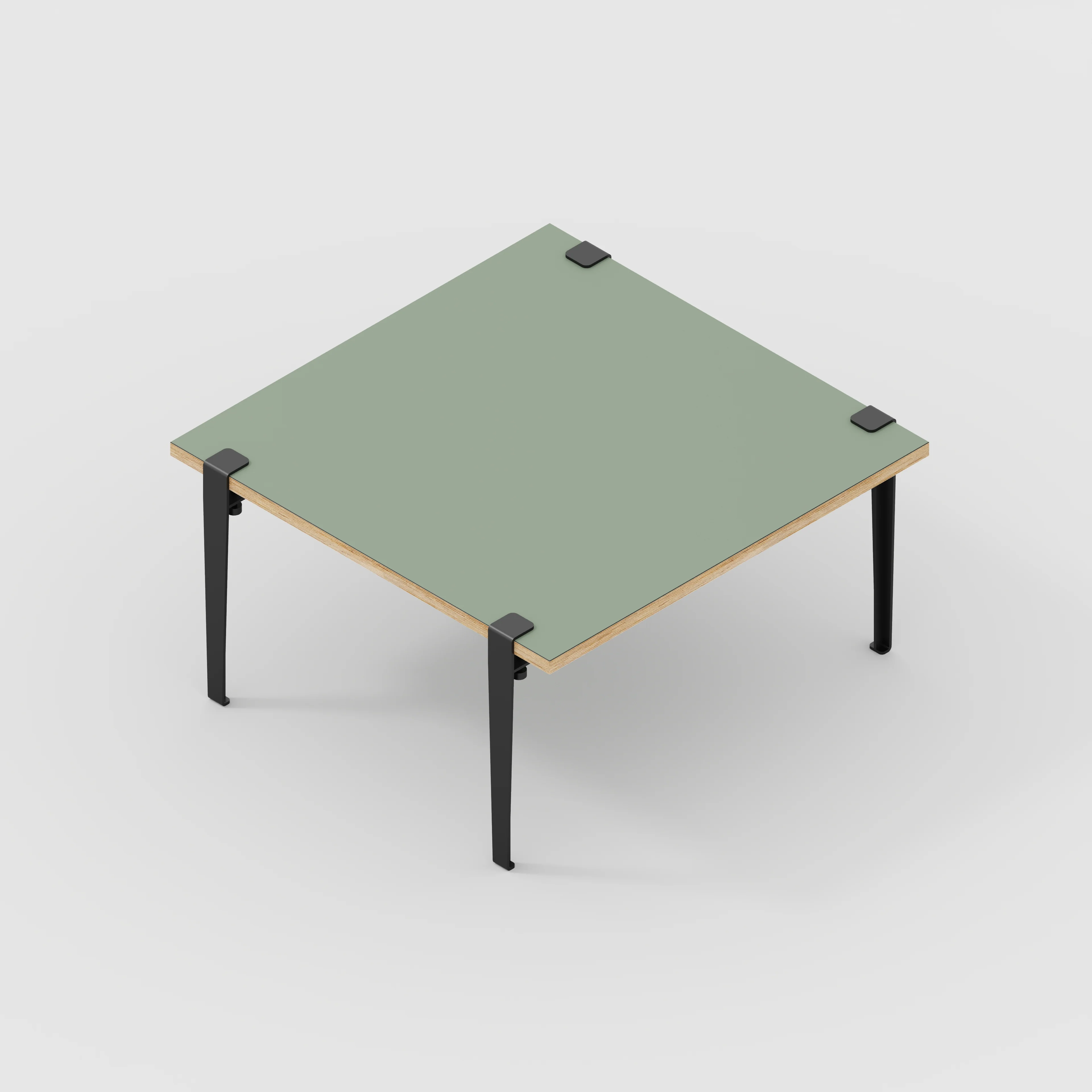 Plywood Coffee Table with Black Tiptoe Legs - Formica Green Slate - 800(w) x 800(d) x 430(h) - Image 5
