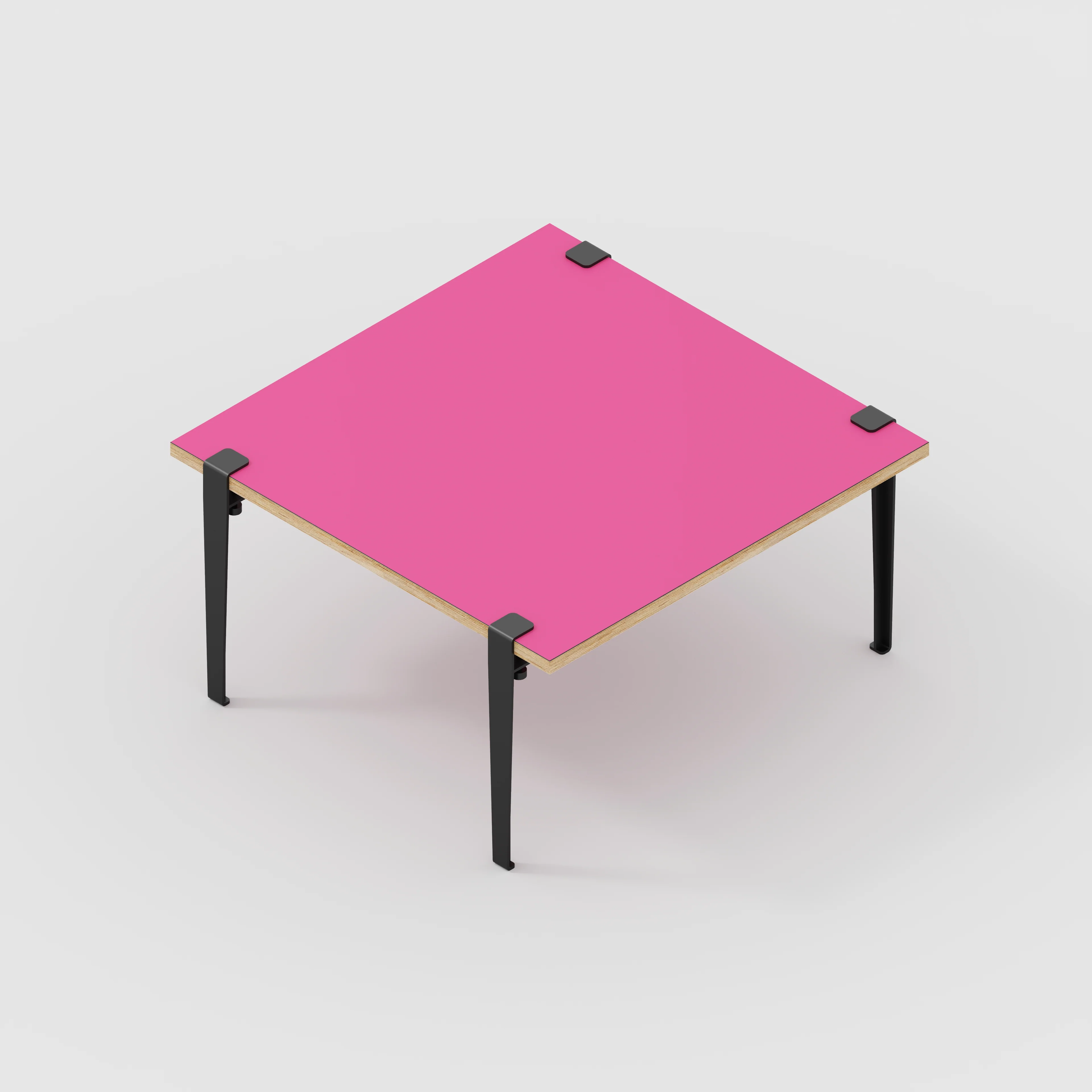 Plywood Coffee Table with Black Tiptoe Legs - Formica Juicy Pink - 800(w) x 800(d) x 430(h) - Image 5