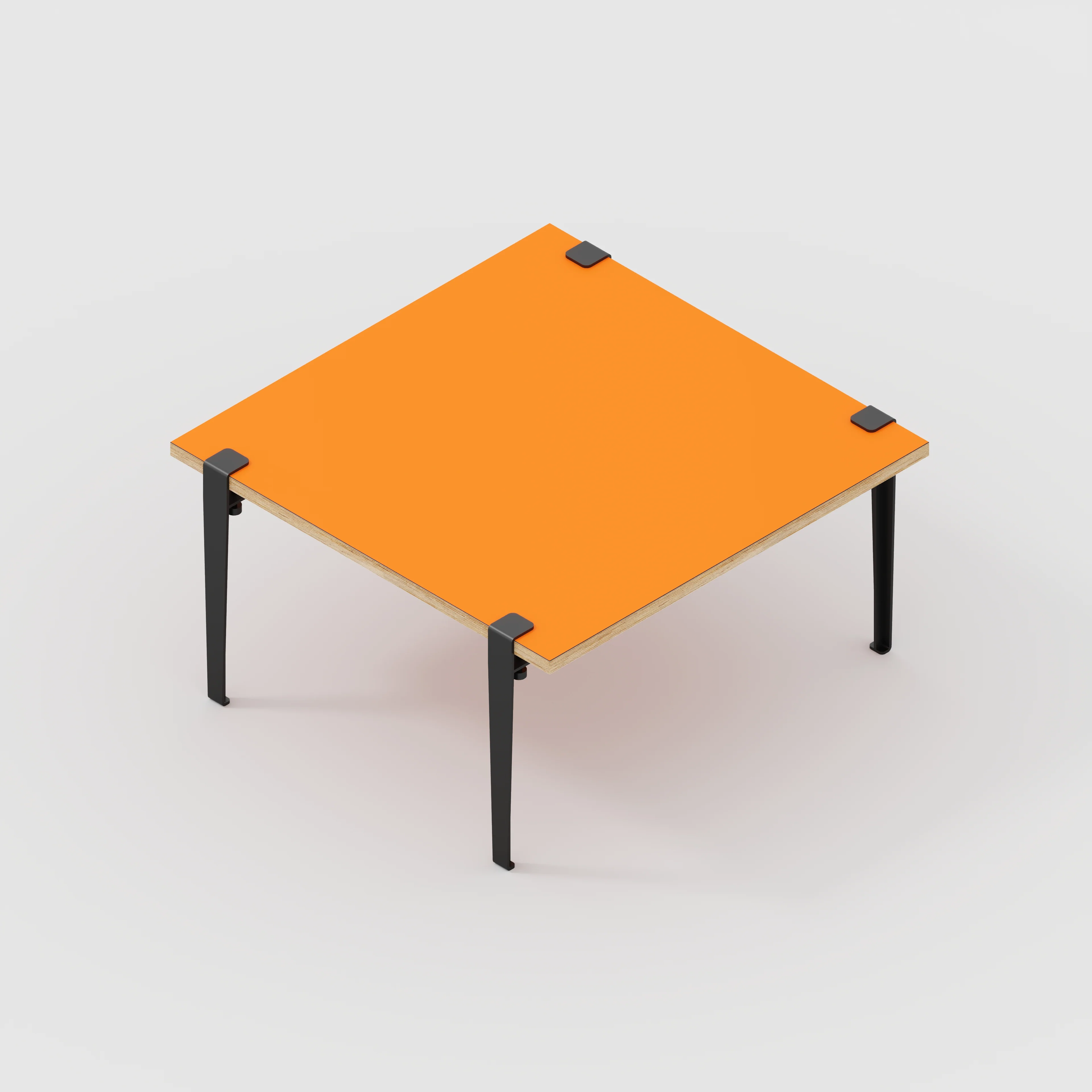 Plywood Coffee Table with Black Tiptoe Legs - Formica Levante Orange - 800(w) x 800(d) x 430(h) - Image 5