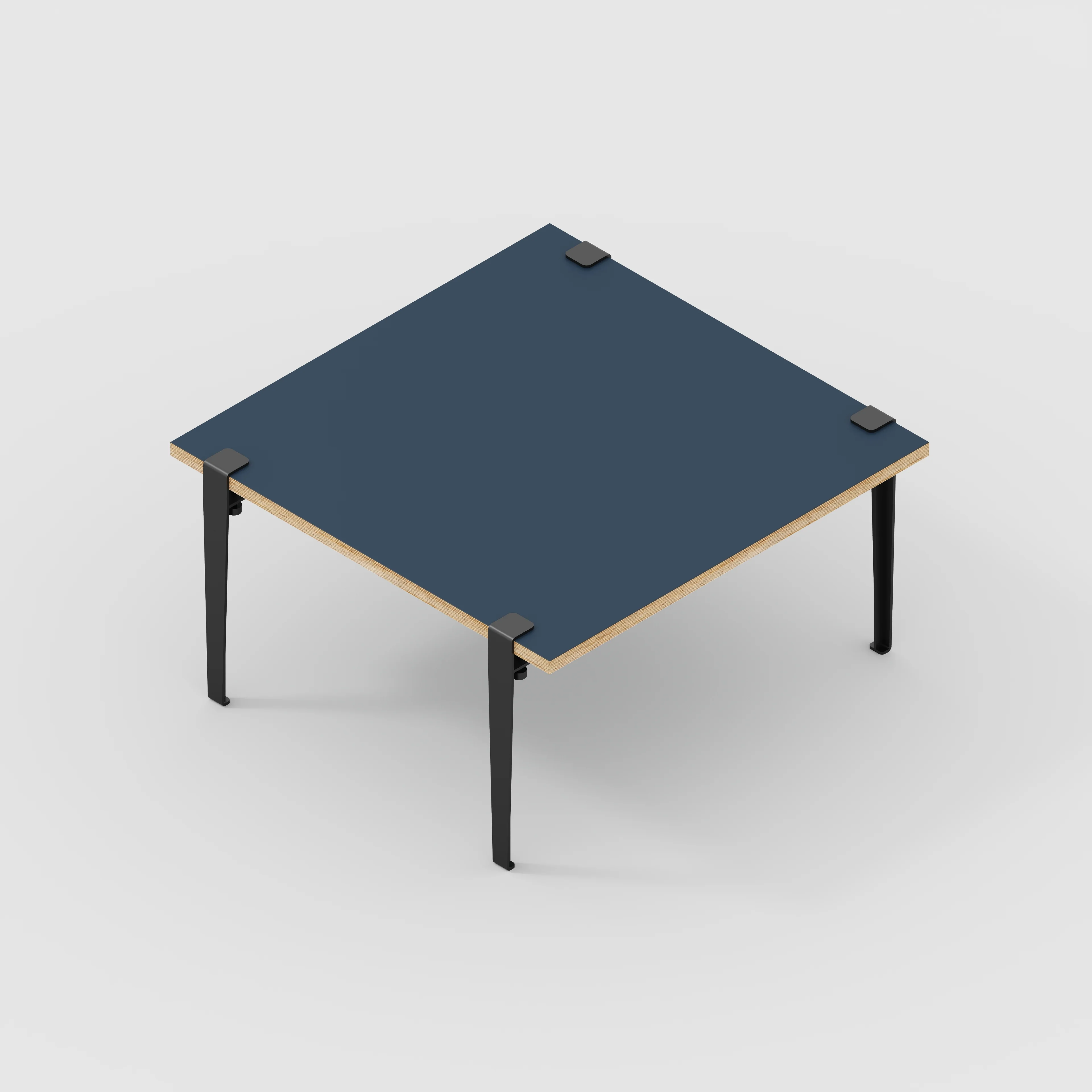 Plywood Coffee Table with Black Tiptoe Legs - Formica Night Sea Blue - 800(w) x 800(d) x 430(h) - Image 5