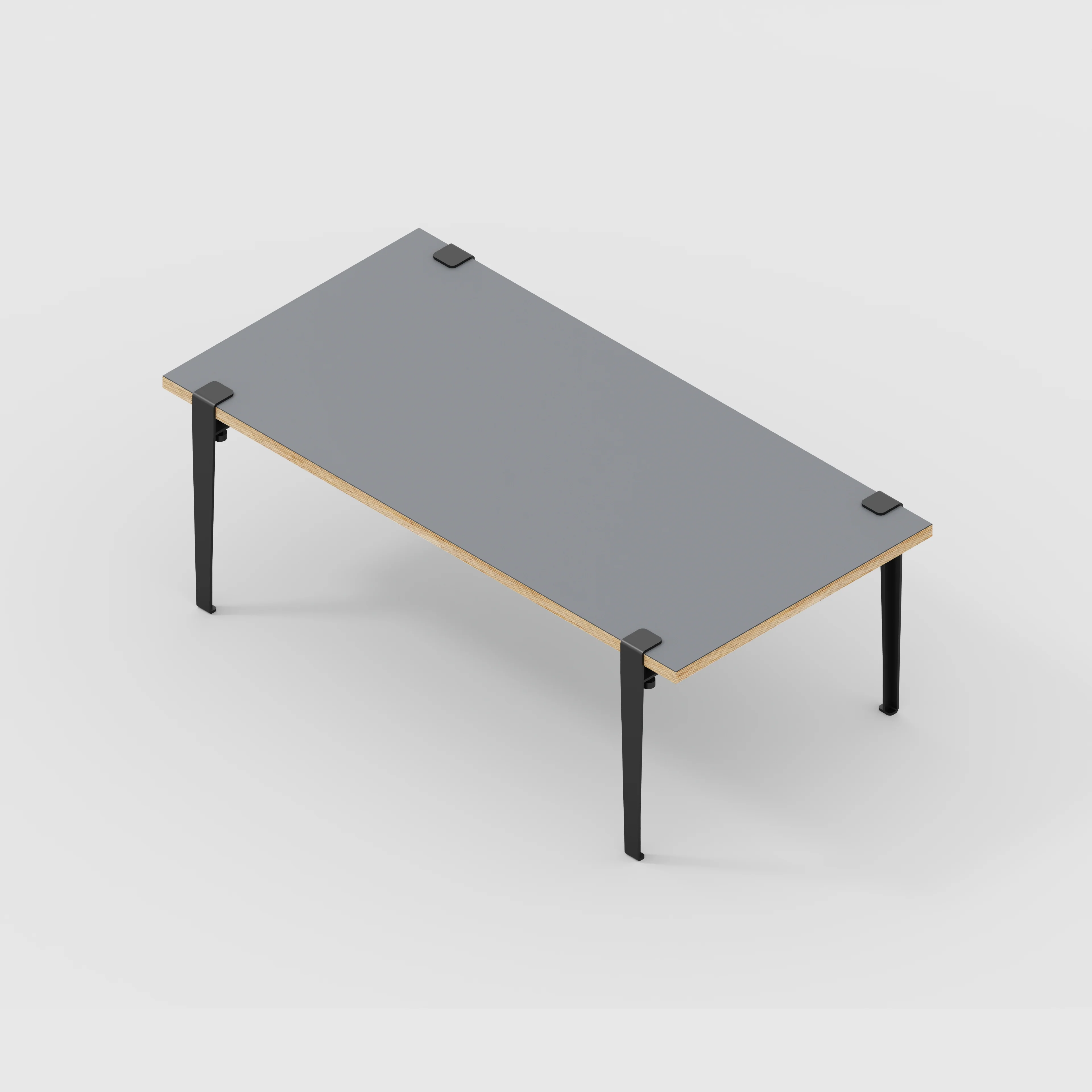 Plywood Coffee Table with Black Tiptoe Legs - Formica Tornado Grey - 1200(w) x 600(d) x 430(h) - Image 5