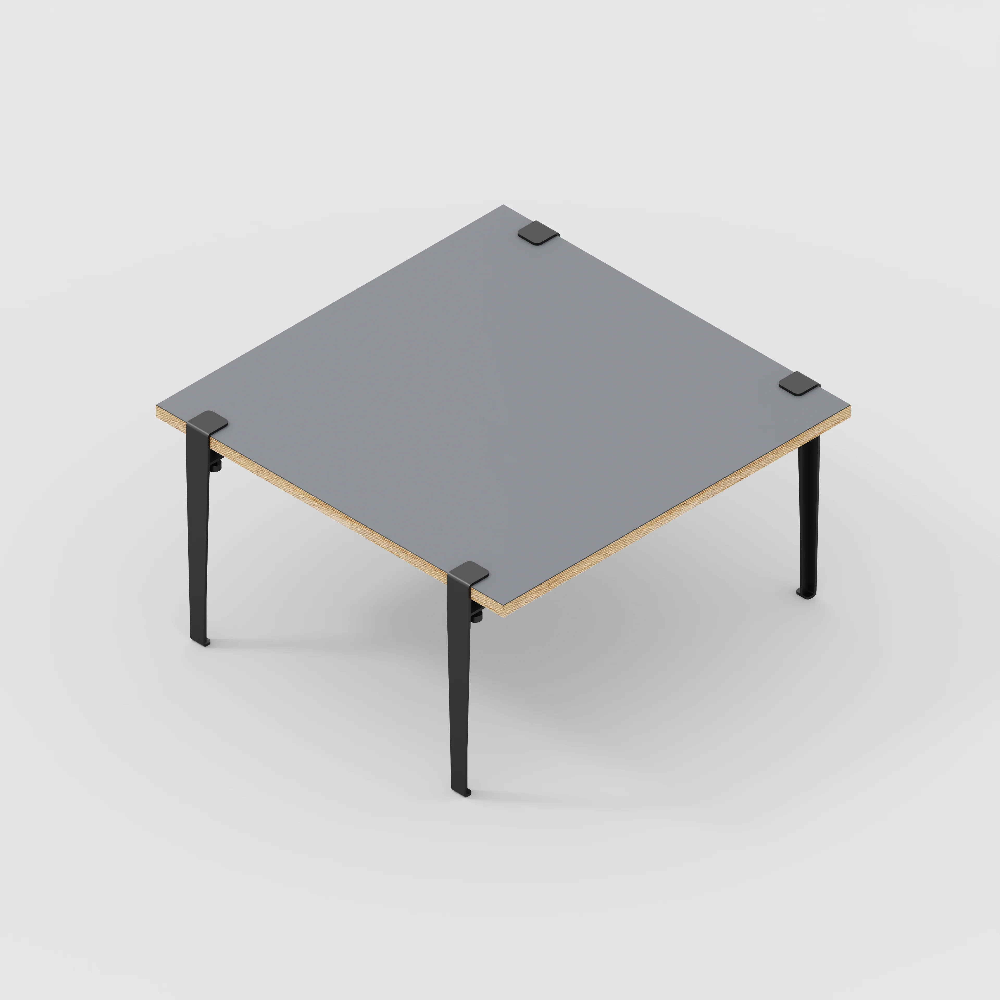 Plywood Coffee Table with Black Tiptoe Legs - Formica Tornado Grey - 800(w) x 800(d) x 430(h) - Image 5