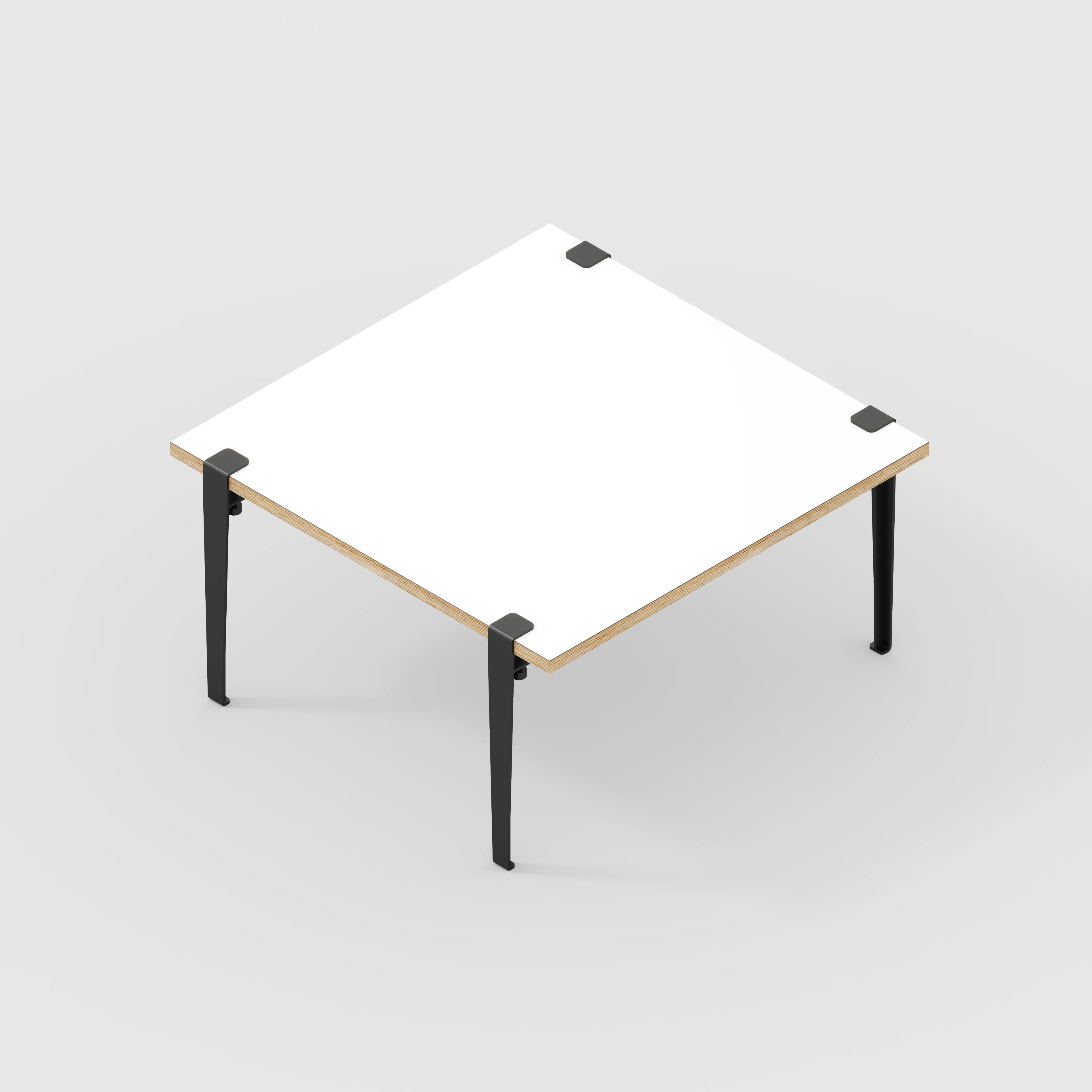 Plywood Coffee Table with Black Tiptoe Legs - Formica White - 800(w) x 800(d) x 430(h) - Image 5