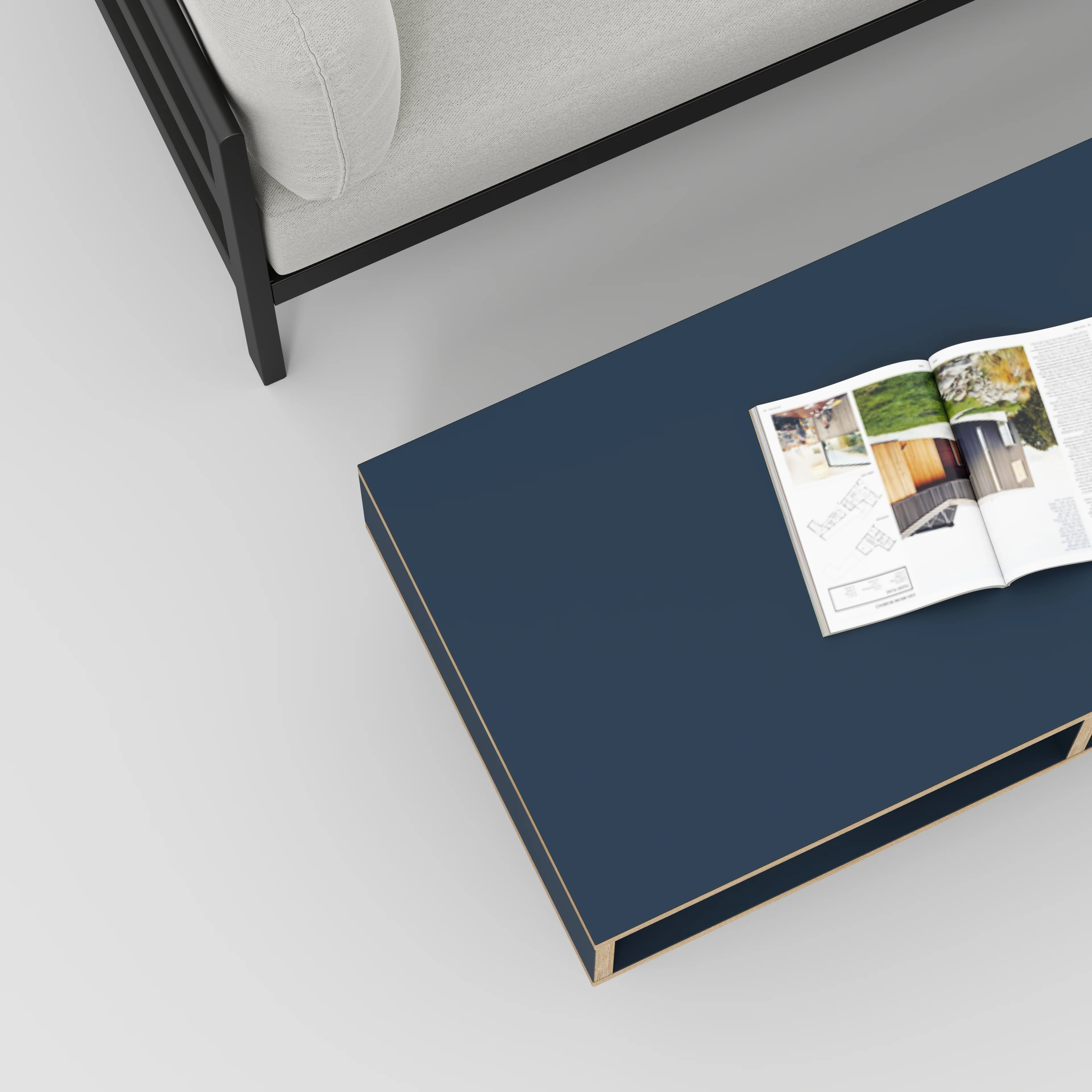 Plywood Coffee Table with Box Storage and Black Hairpin Legs - Formica Night Sea Blue - 1200(w) x 600(d) x 400(h) - Image 3