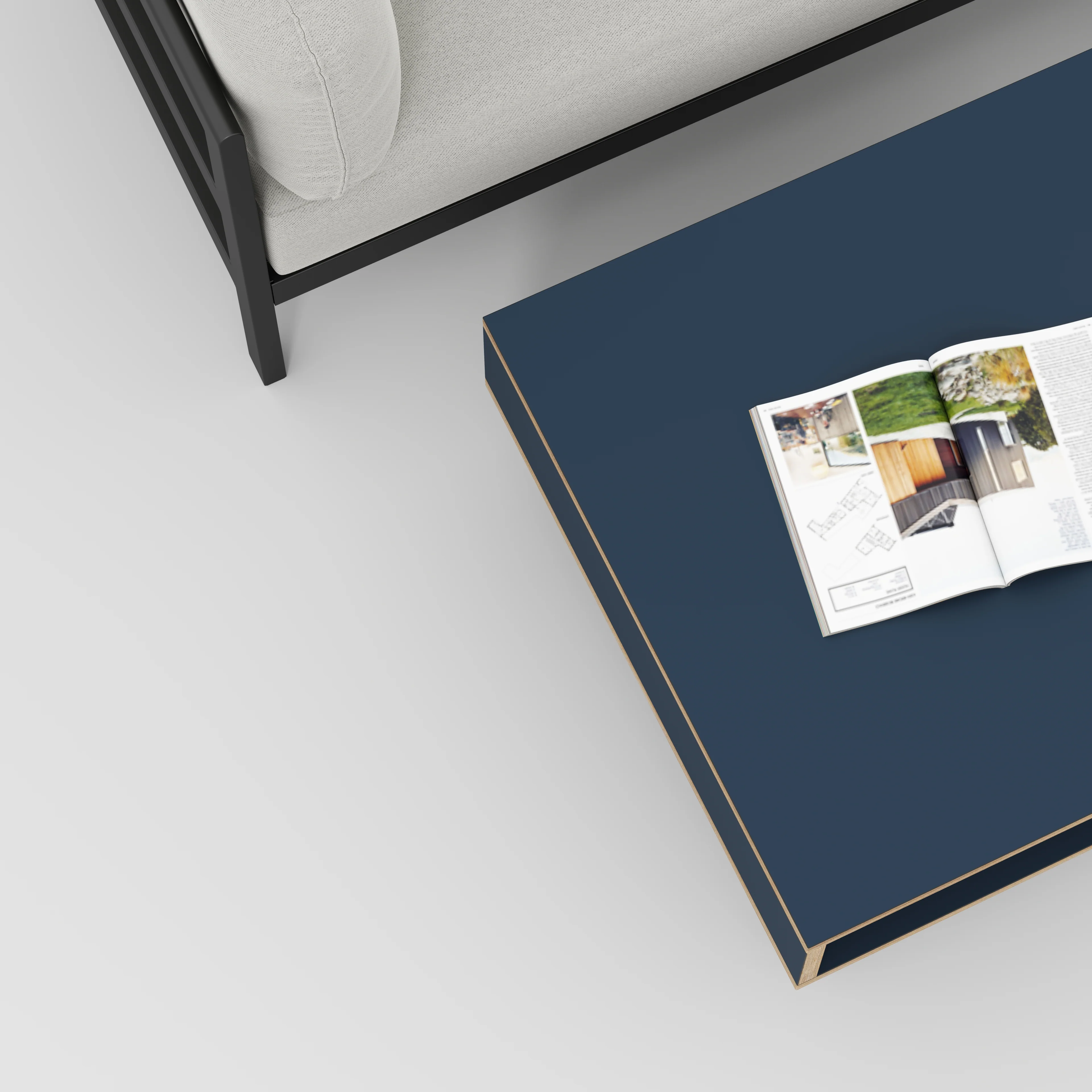 Plywood Coffee Table with Box Storage and Black Hairpin Legs - Formica Night Sea Blue - 800(w) x 800(d) x 400(h) - Image 3