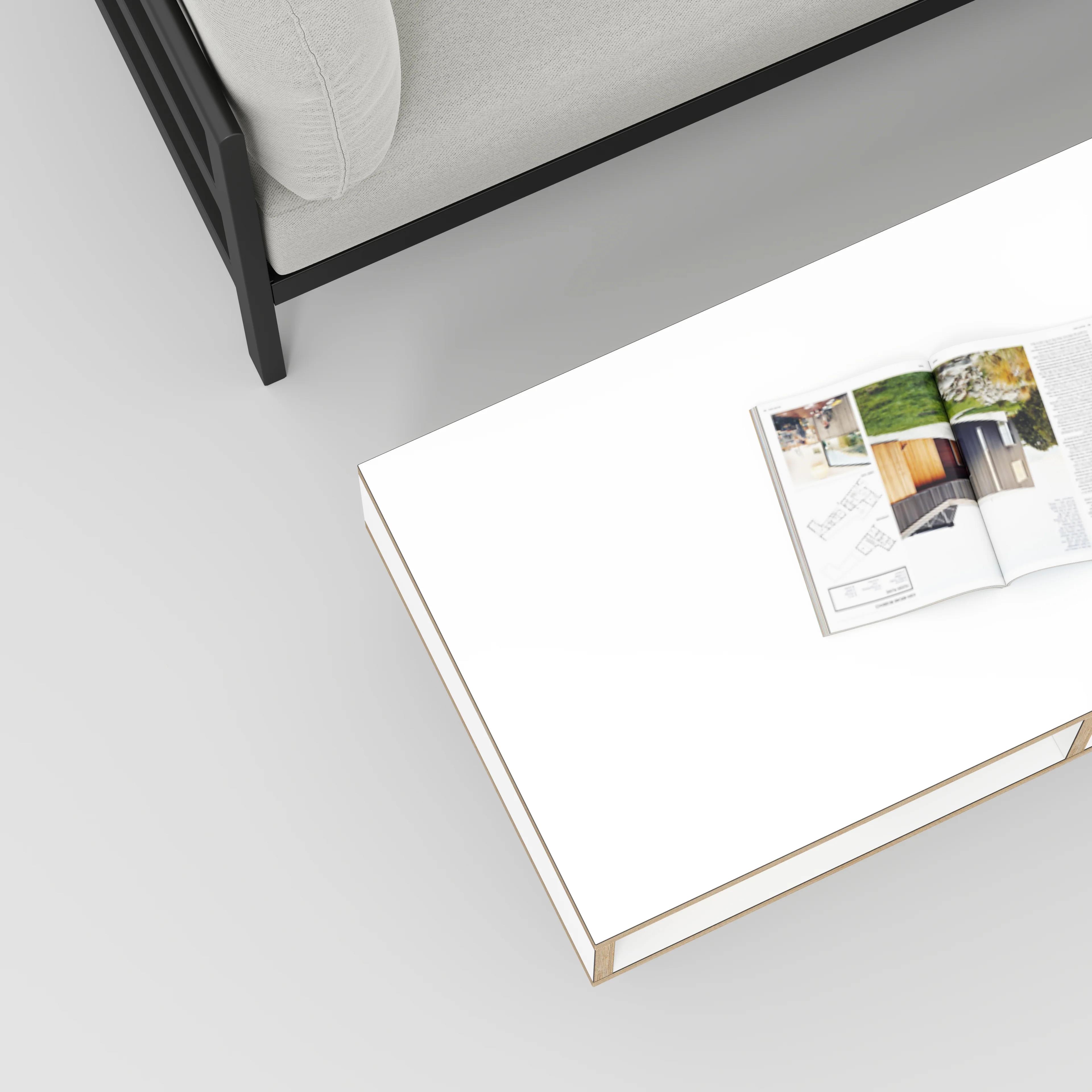 Plywood Coffee Table with Box Storage and Black Hairpin Legs - Formica White - 1200(w) x 600(d) x 400(h) - Image 3