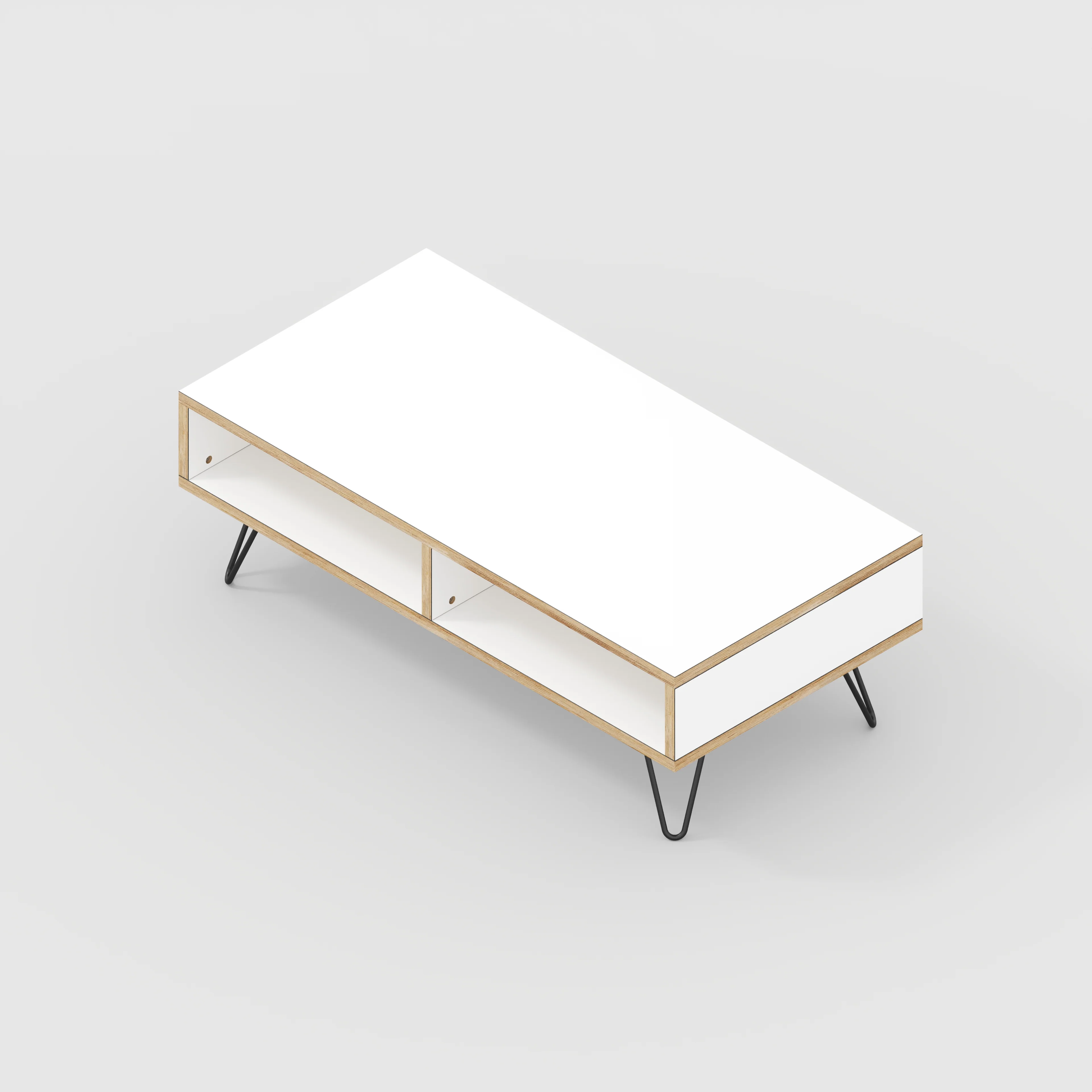 Plywood Coffee Table with Box Storage and Black Hairpin Legs - Formica White - 1200(w) x 600(d) x 400(h) - Image 4
