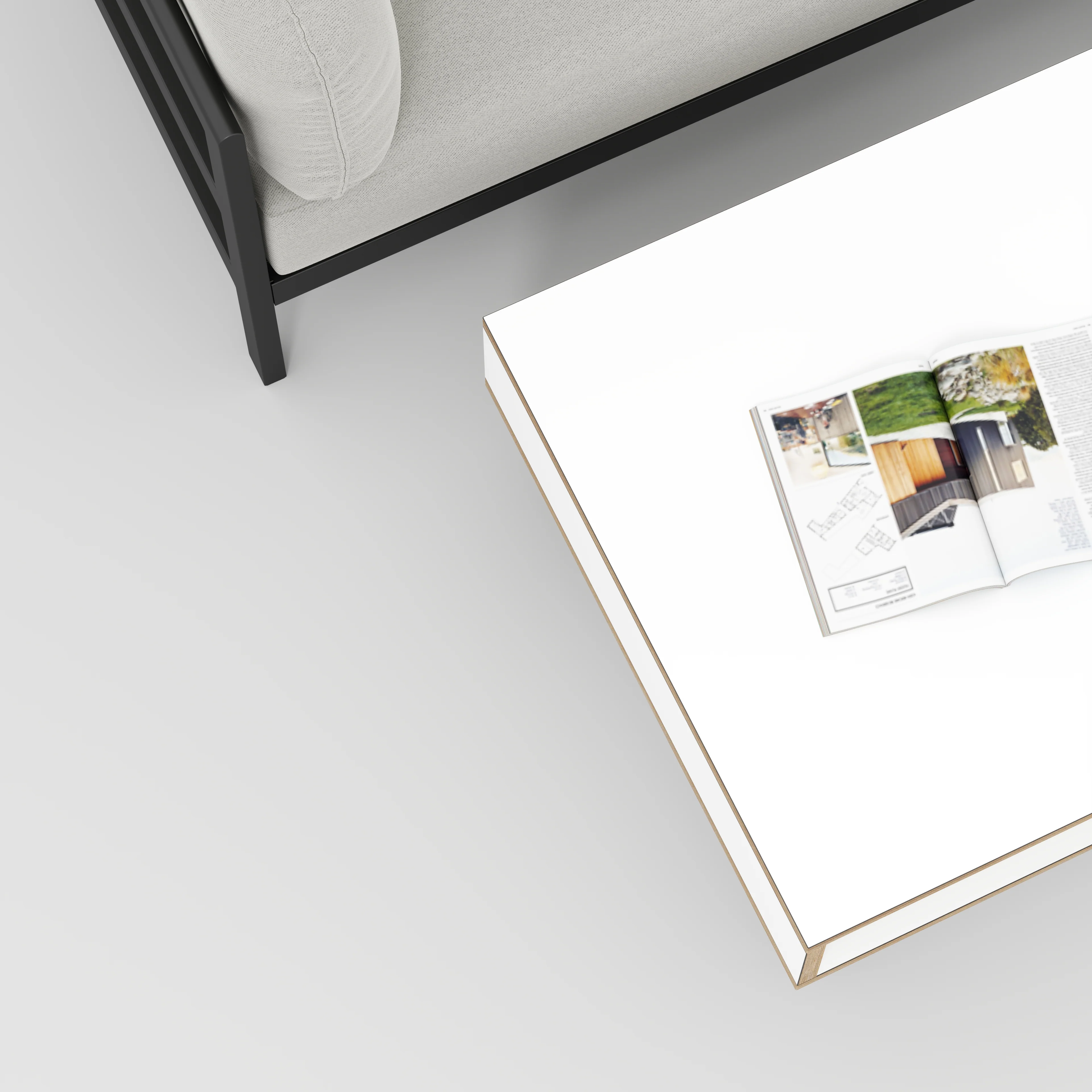Plywood Coffee Table with Box Storage and Black Hairpin Legs - Formica White - 800(w) x 800(d) x 400(h) - Image 3