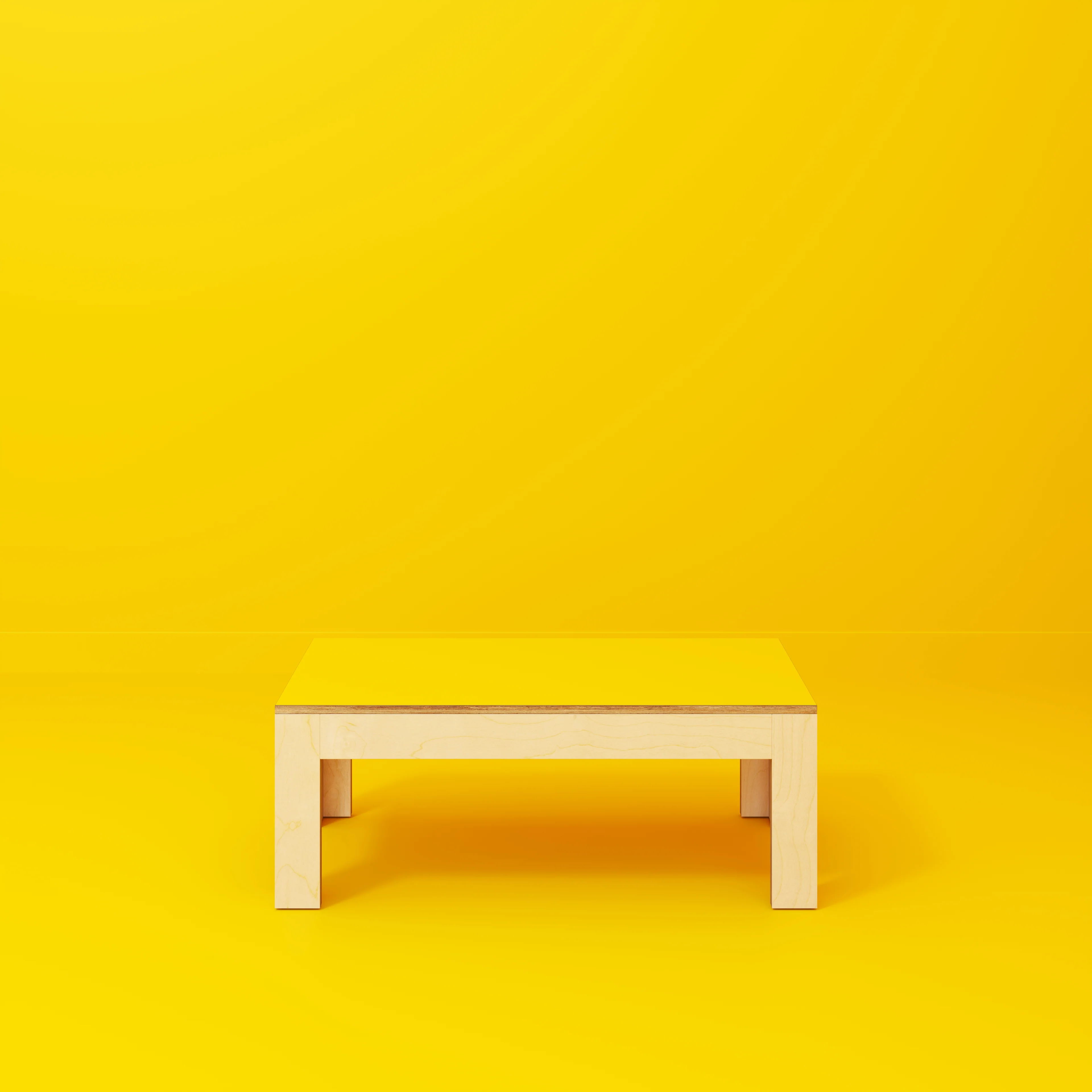 Plywood Coffee Table with Solid Frame - Formica Chrome Yellow - 1200(w) x 600(d) x 450(h) - Image 2