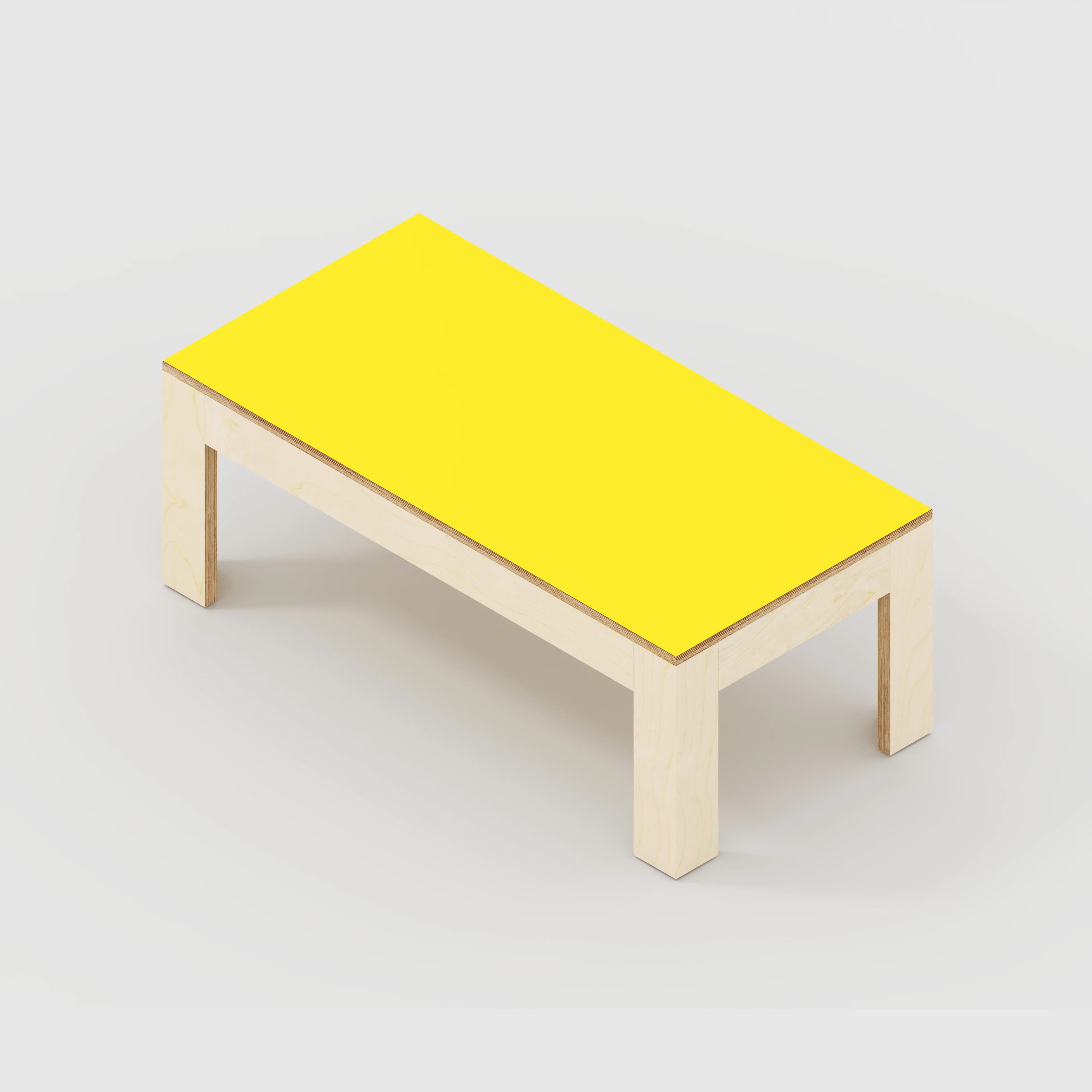 Plywood Coffee Table with Solid Frame - Formica Chrome Yellow - 1200(w) x 600(d) x 450(h) - Image 5