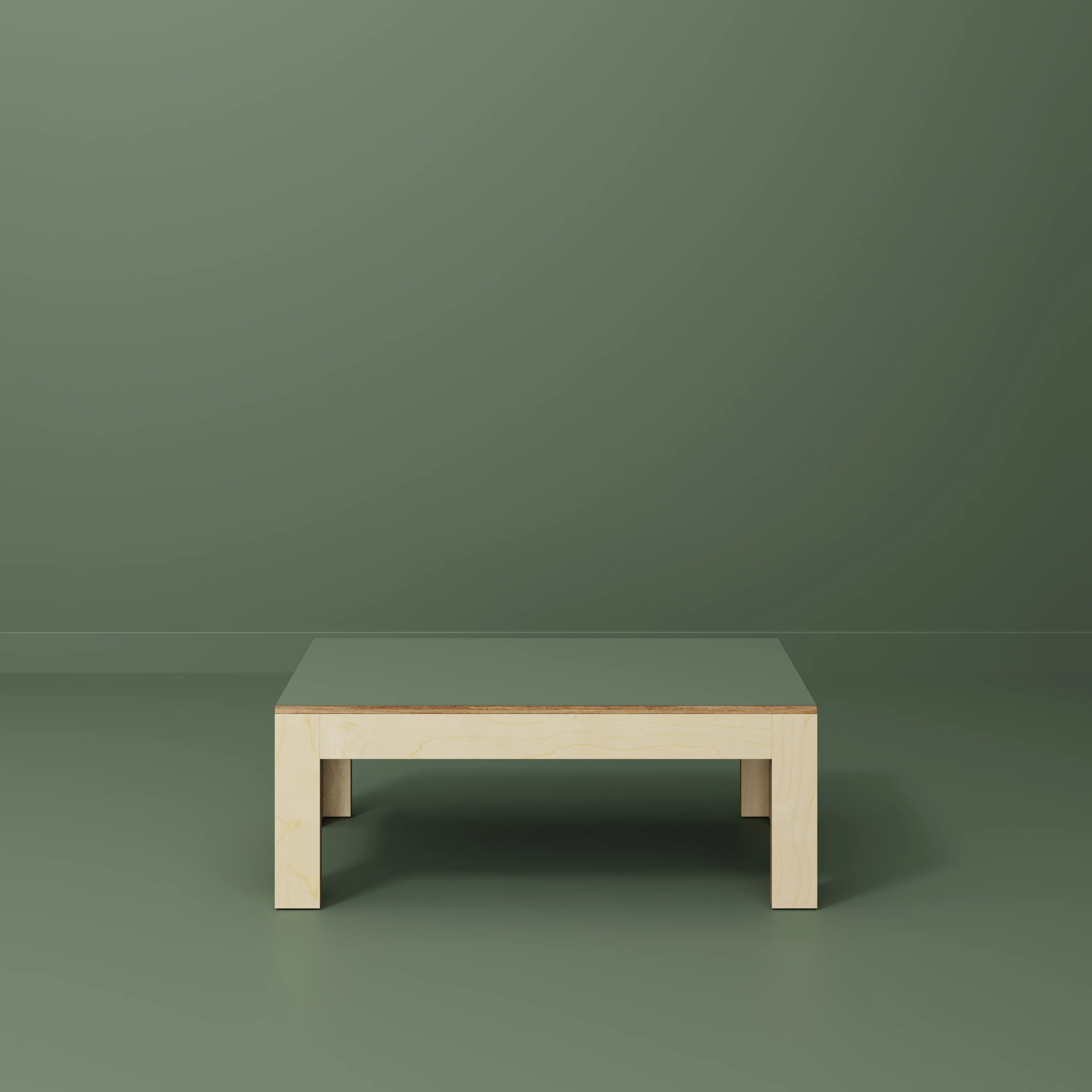 Plywood Coffee Table with Solid Frame - Formica Green Slate - 1200(w) x 600(d) x 450(h) - Image 2