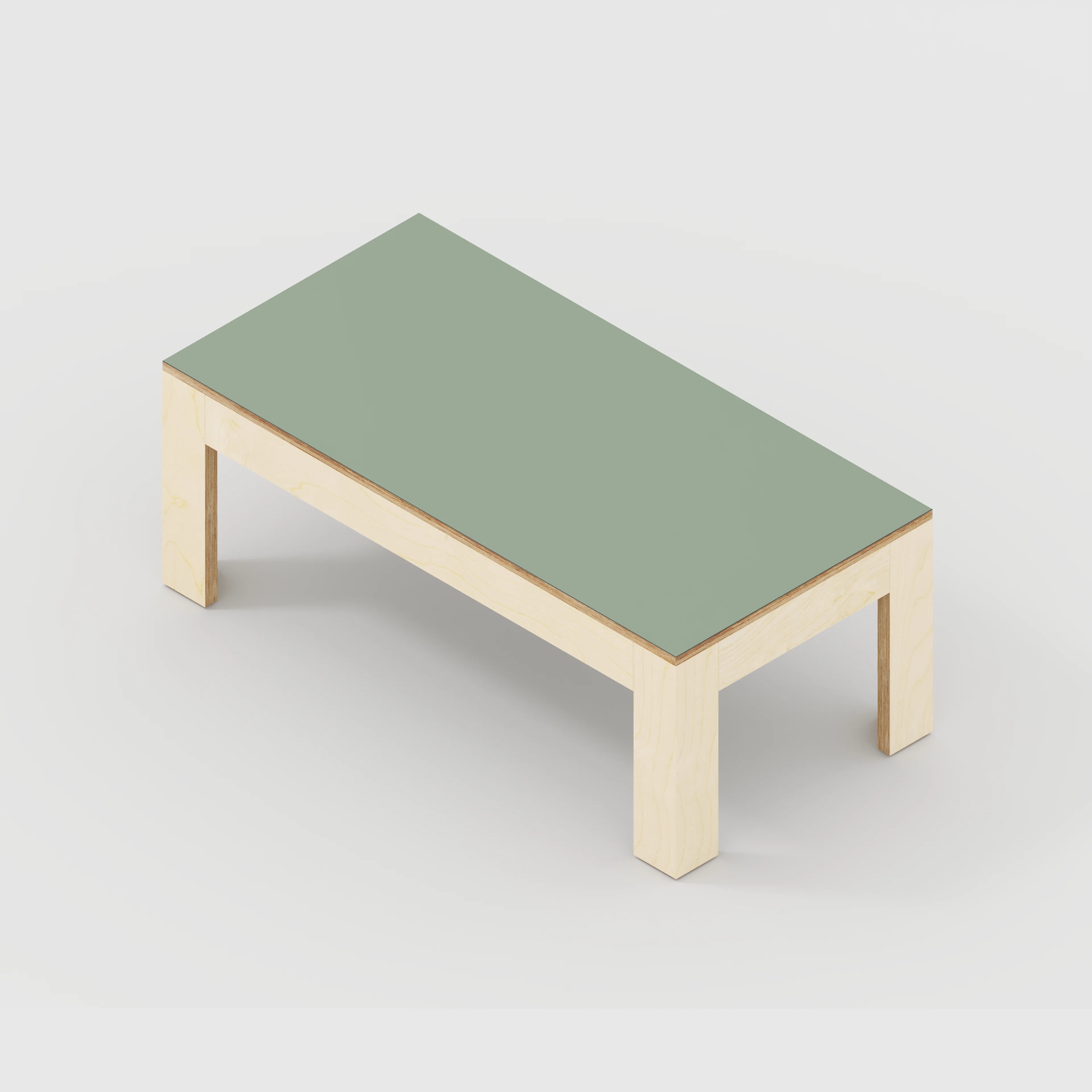 Plywood Coffee Table with Solid Frame - Formica Green Slate - 1200(w) x 600(d) x 450(h) - Image 5