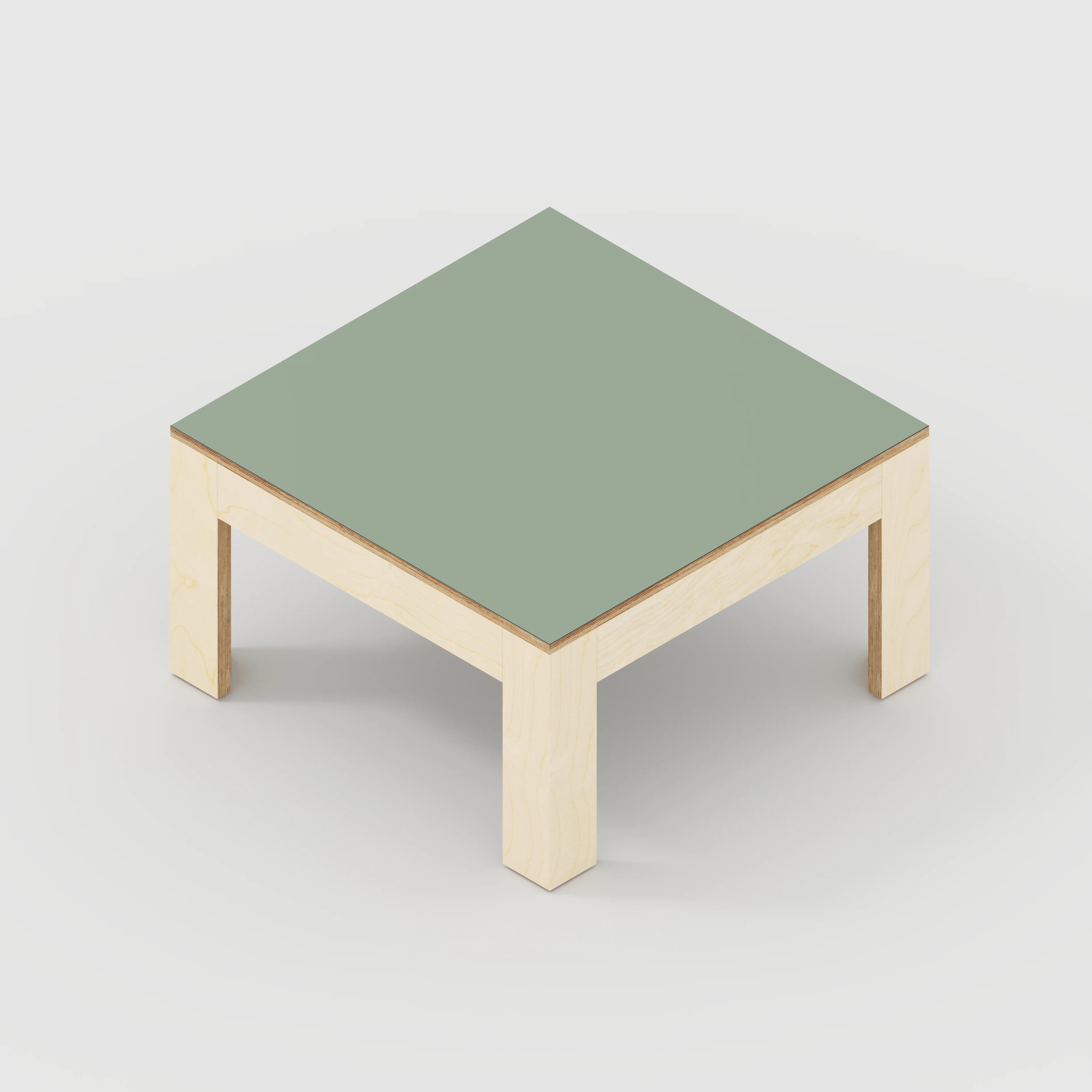 Plywood Coffee Table with Solid Frame - Formica Green Slate - 800(w) x 800(d) x 450(h) - Image 5