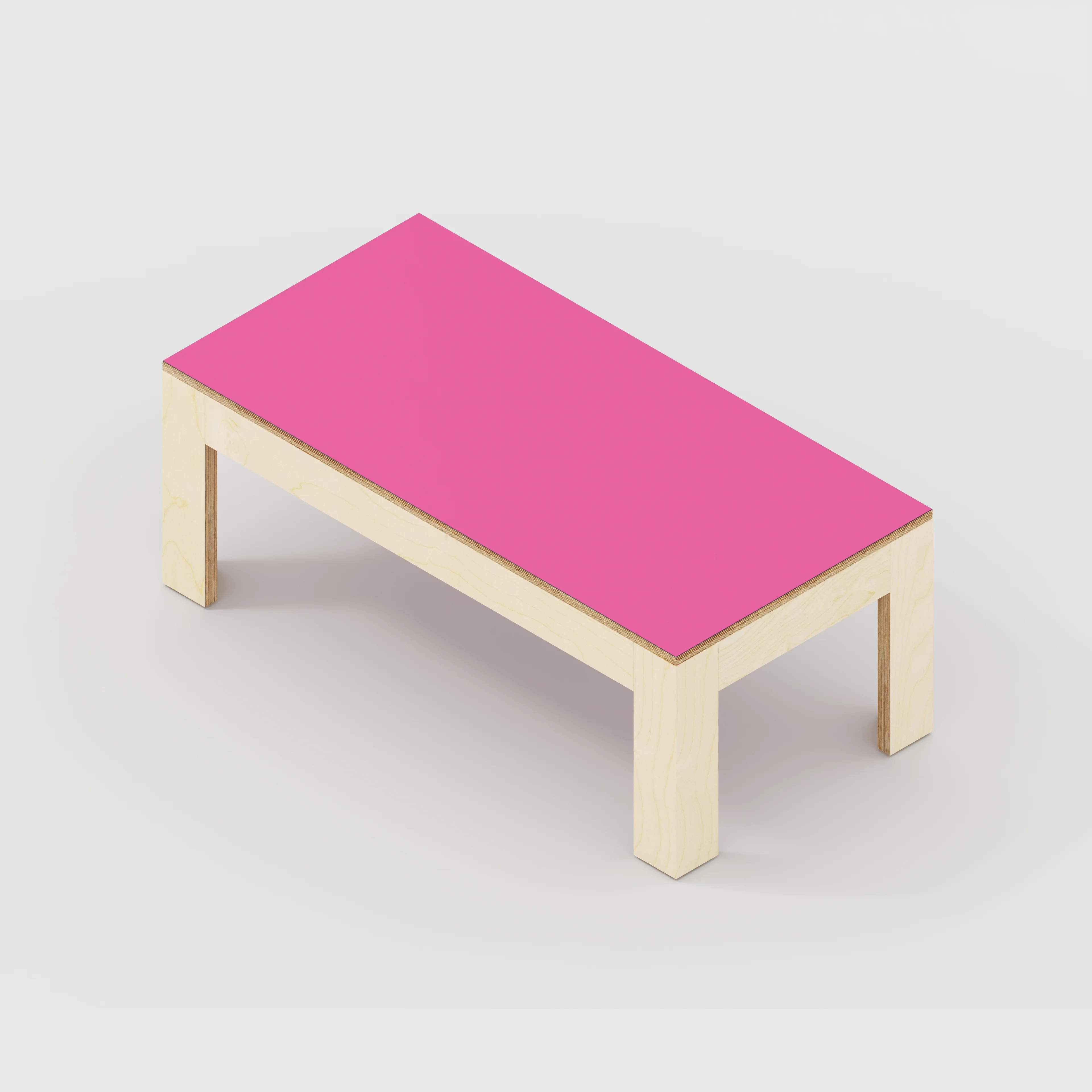 Plywood Coffee Table with Solid Frame - Formica Juicy Pink - 1200(w) x 600(d) x 450(h) - Image 5