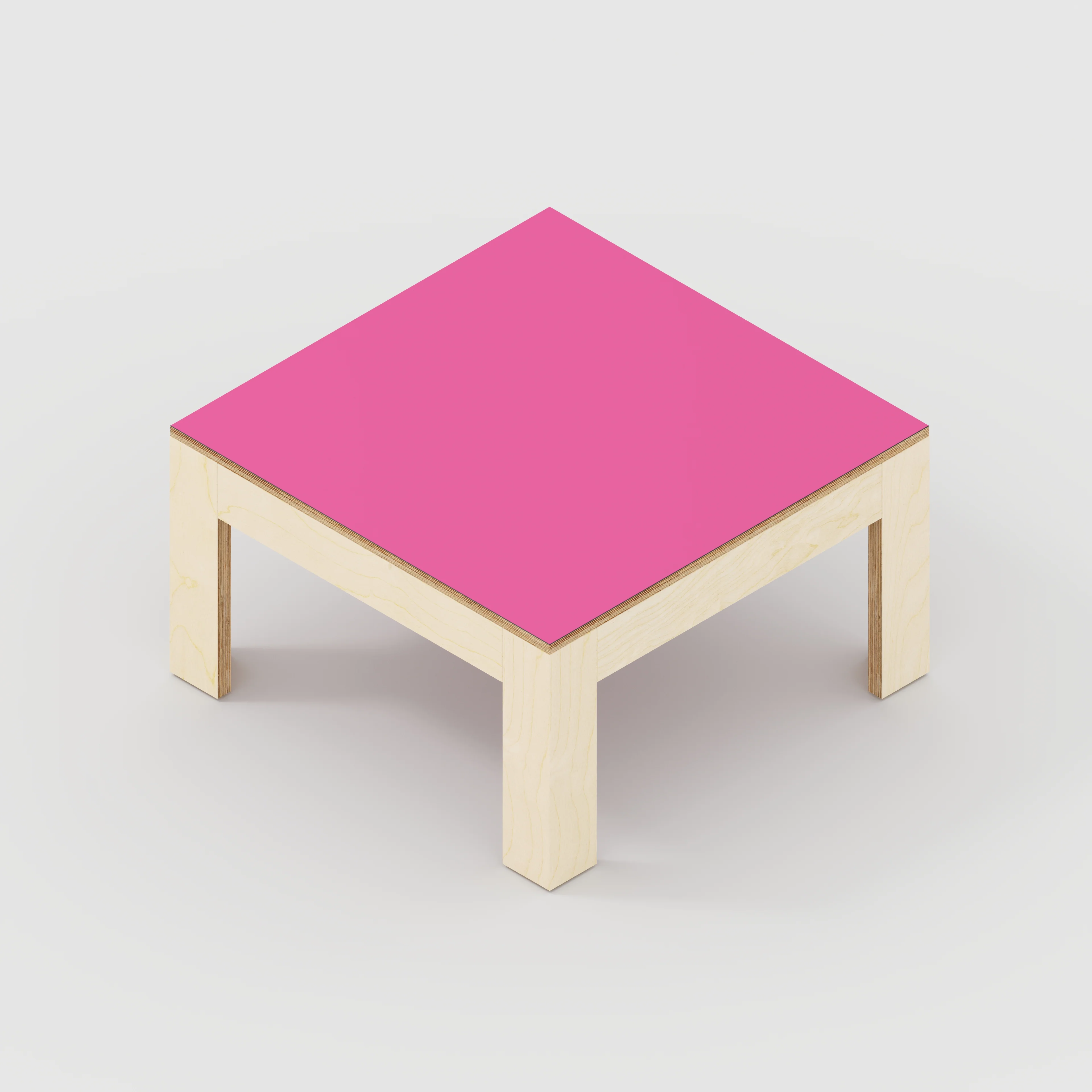 Plywood Coffee Table with Solid Frame - Formica Juicy Pink - 800(w) x 800(d) x 450(h) - Image 5