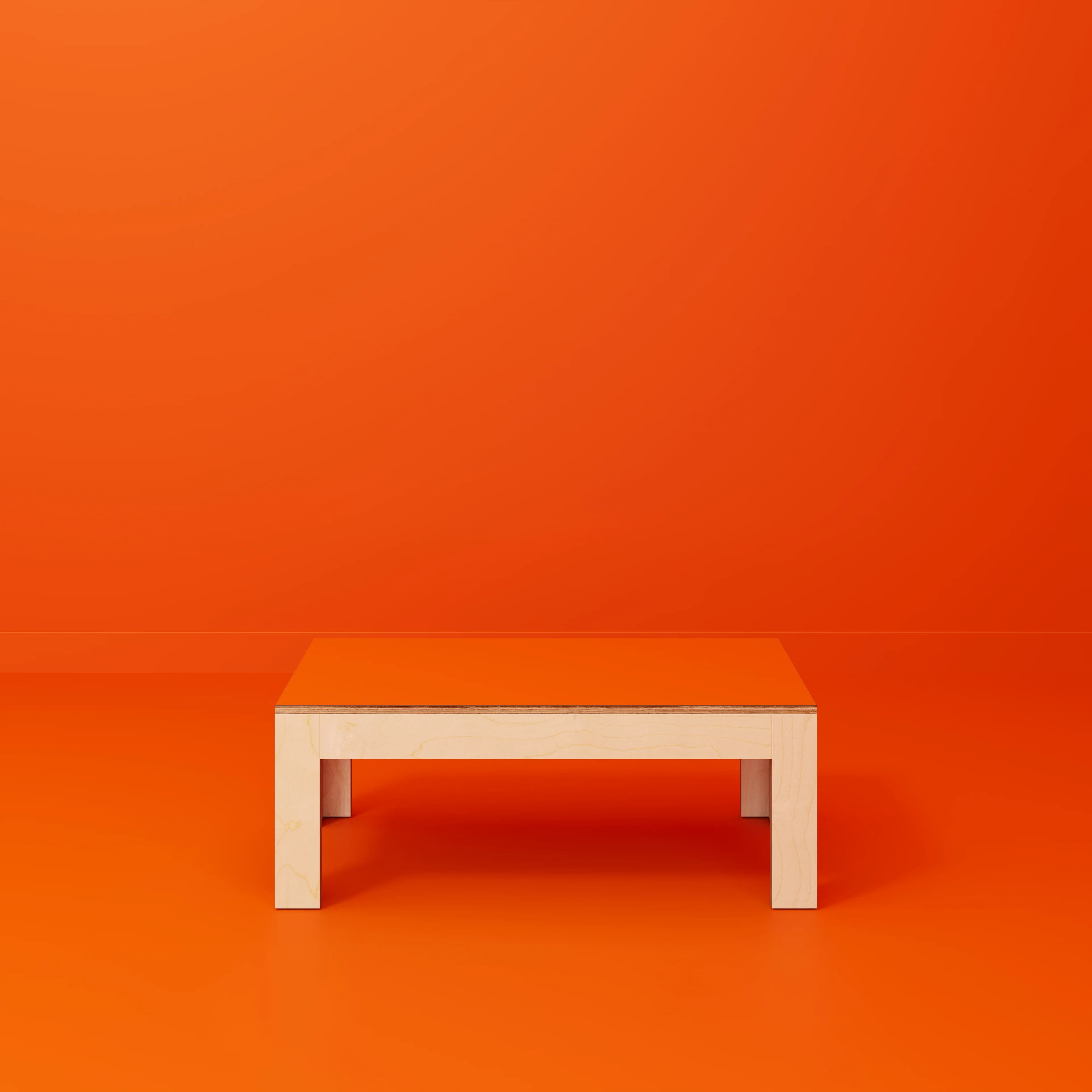 Plywood Coffee Table with Solid Frame - Formica Levante Orange - 1200(w) x 600(d) x 450(h) - Image 2
