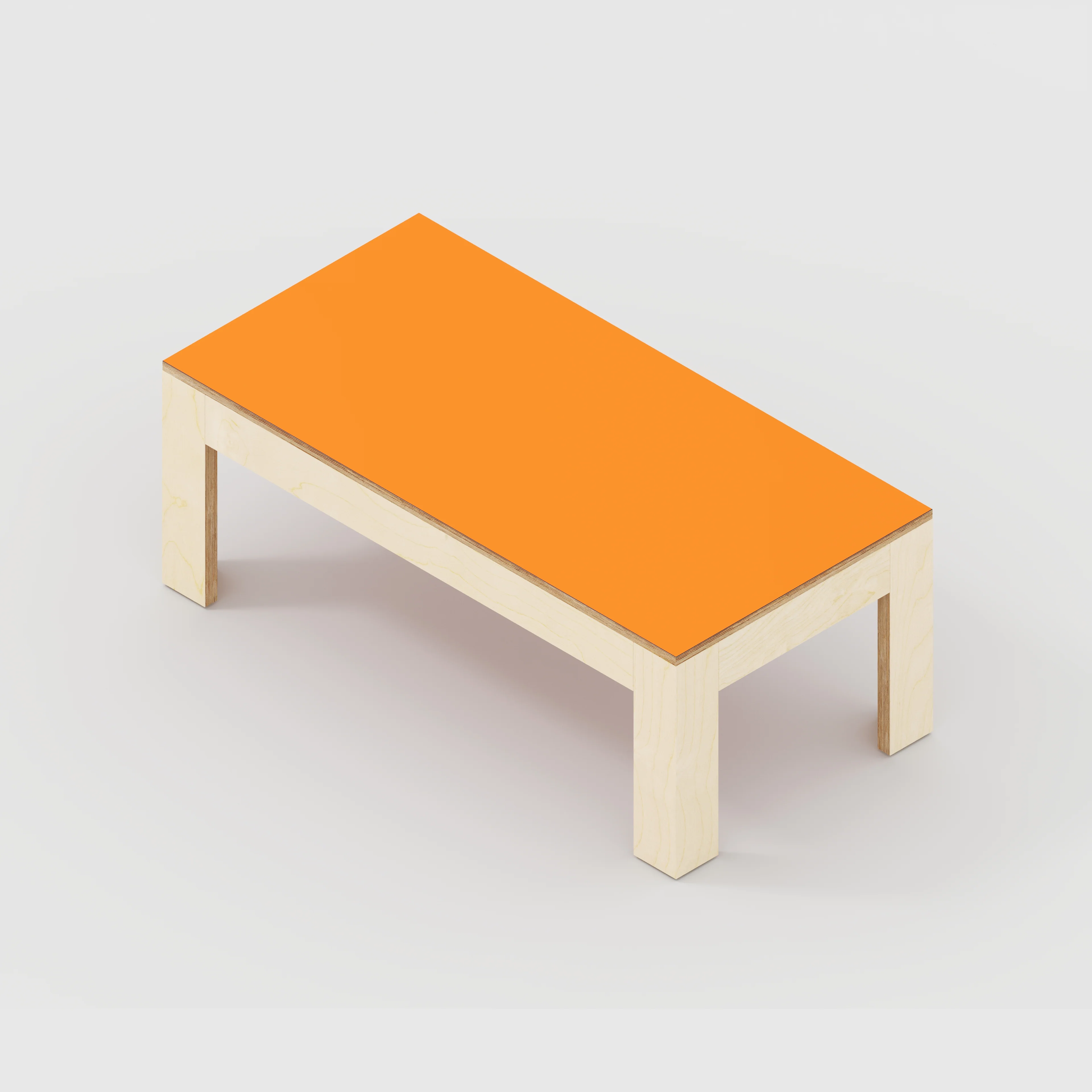 Plywood Coffee Table with Solid Frame - Formica Levante Orange - 1200(w) x 600(d) x 450(h) - Image 5