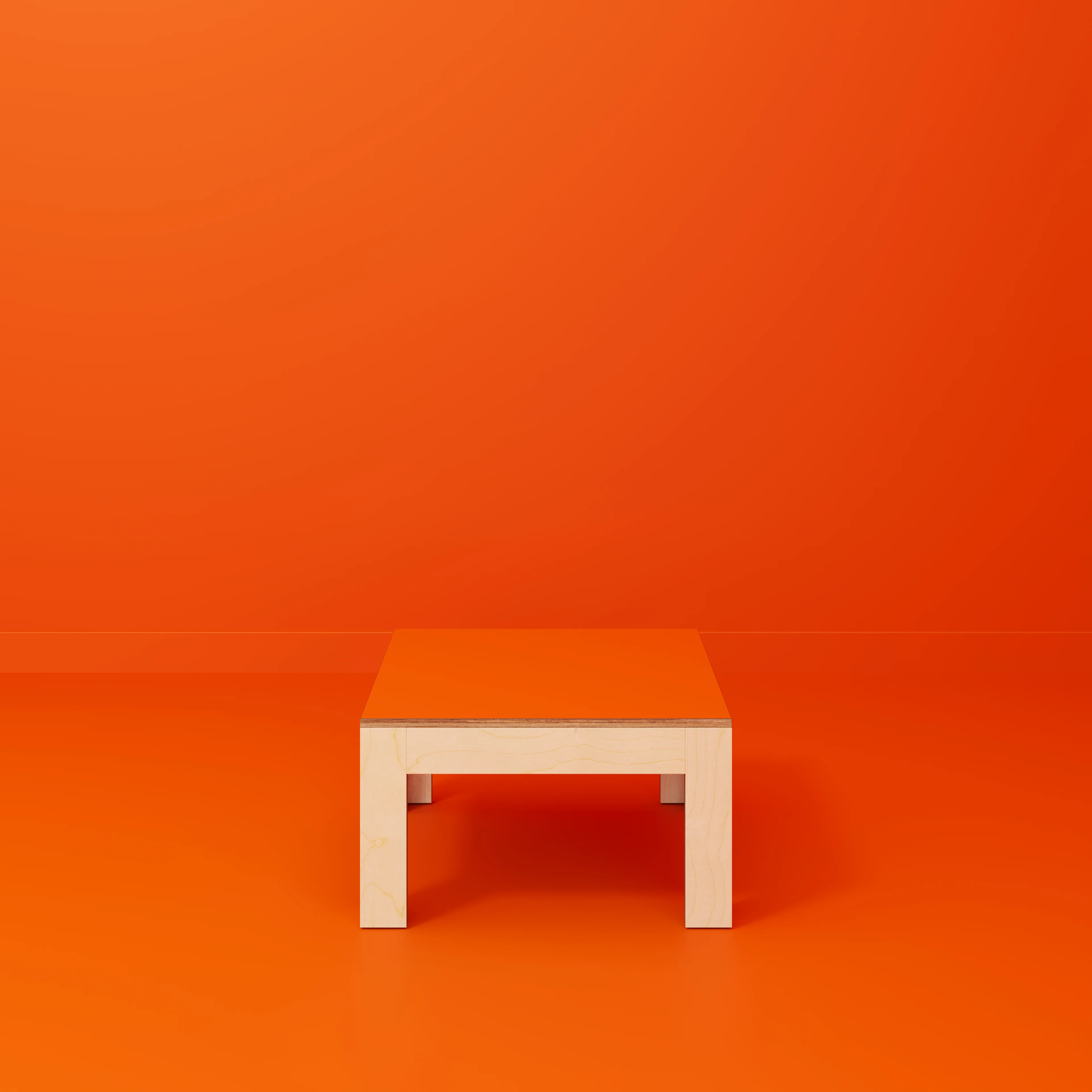 Plywood Coffee Table with Solid Frame - Formica Levante Orange - 800(w) x 800(d) x 450(h) - Image 2