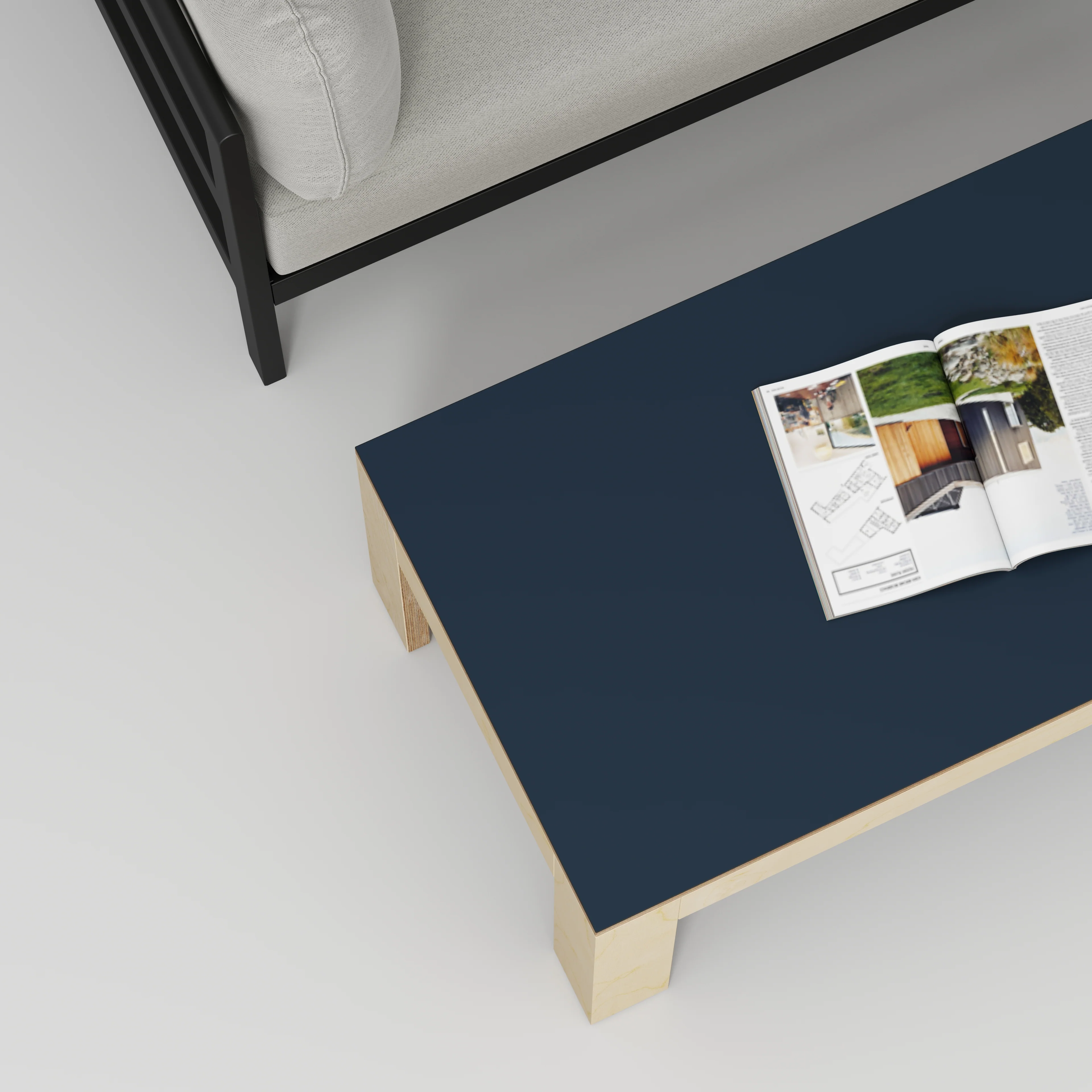 Plywood Coffee Table with Solid Frame - Formica Night Sea Blue - 1200(w) x 600(d) x 450(h) - Image 3