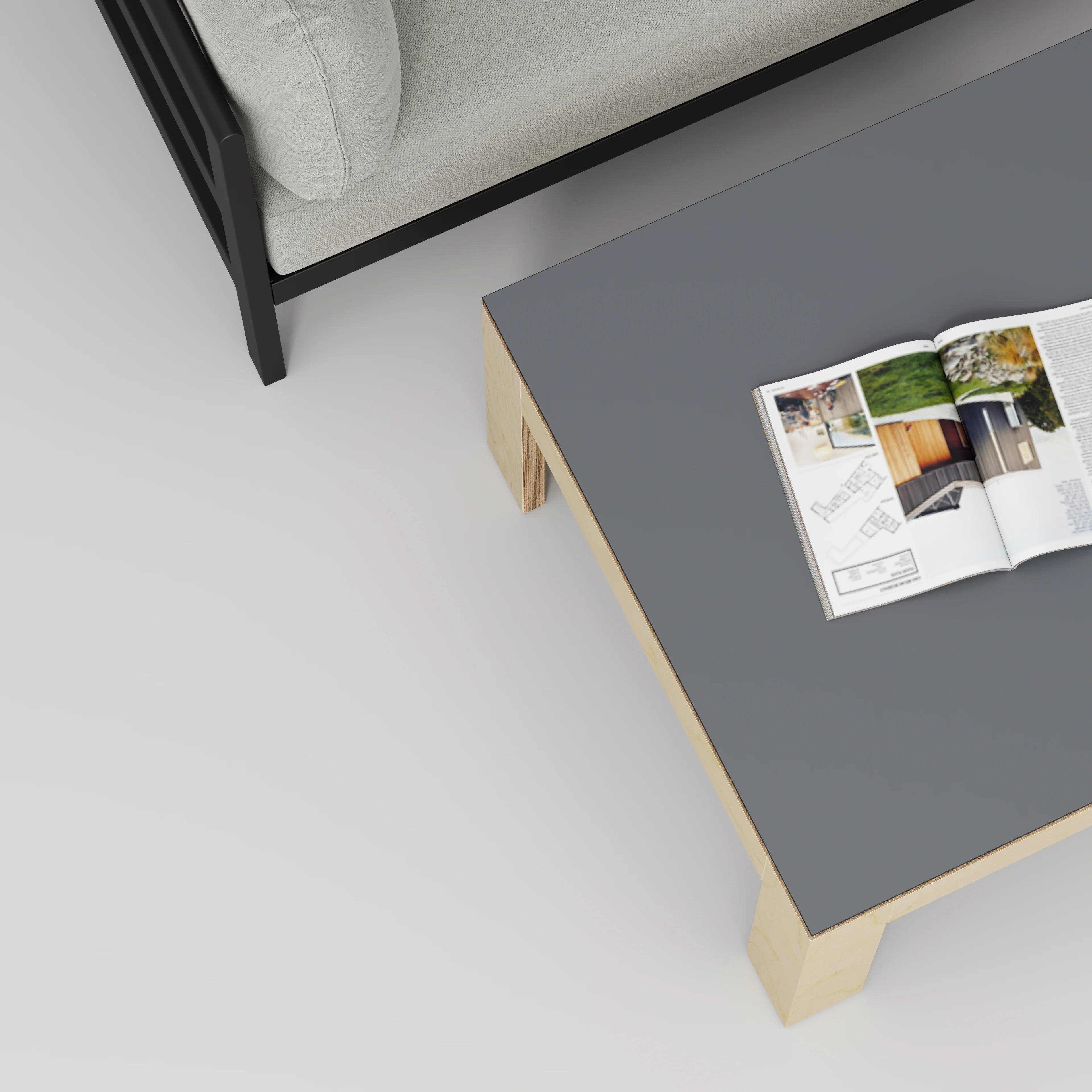 Plywood Coffee Table with Solid Frame - Formica Tornado Grey - 800(w) x 800(d) x 450(h) - Image 3