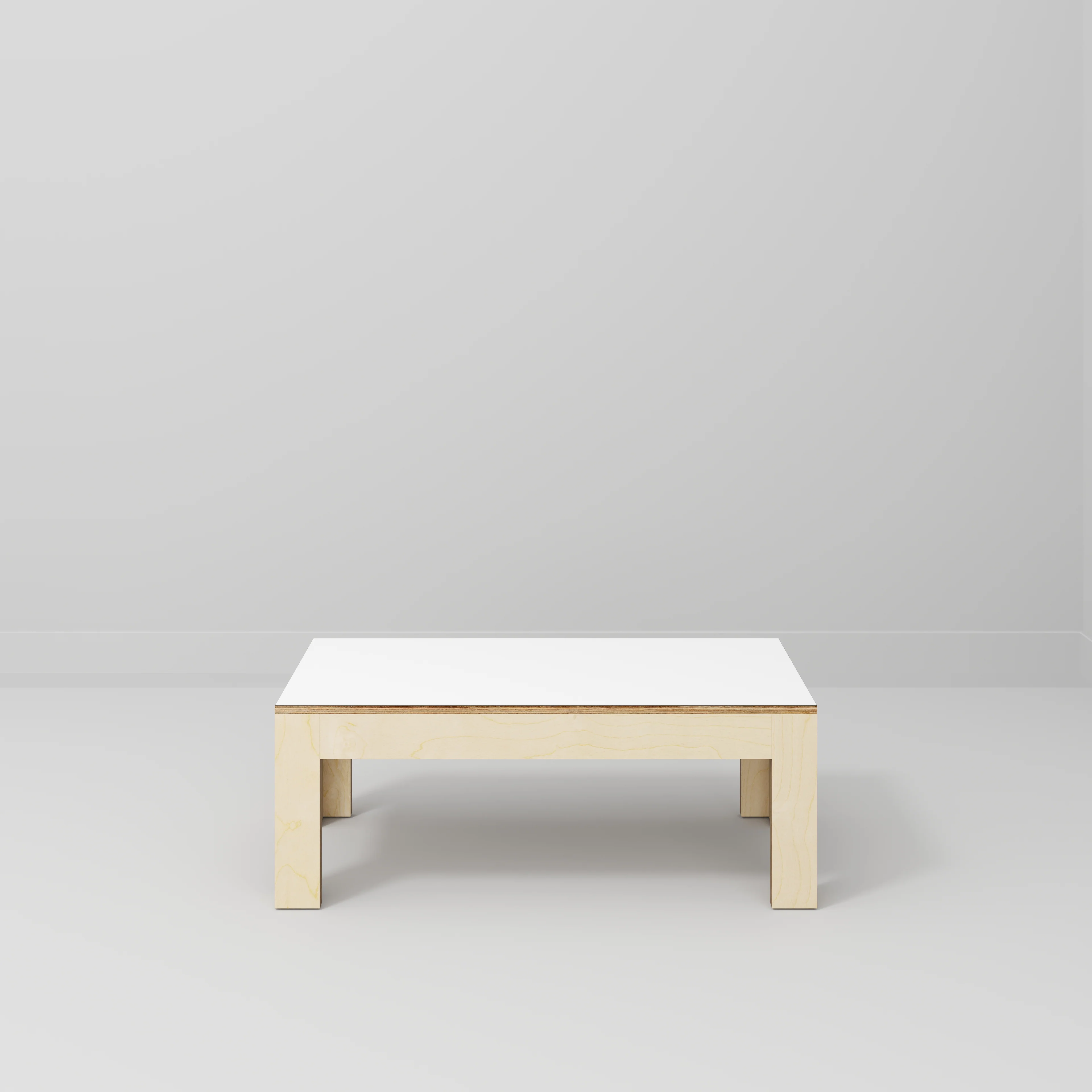 Plywood Coffee Table with Solid Frame - Formica White - 1200(w) x 600(d) x 450(h) - Image 2