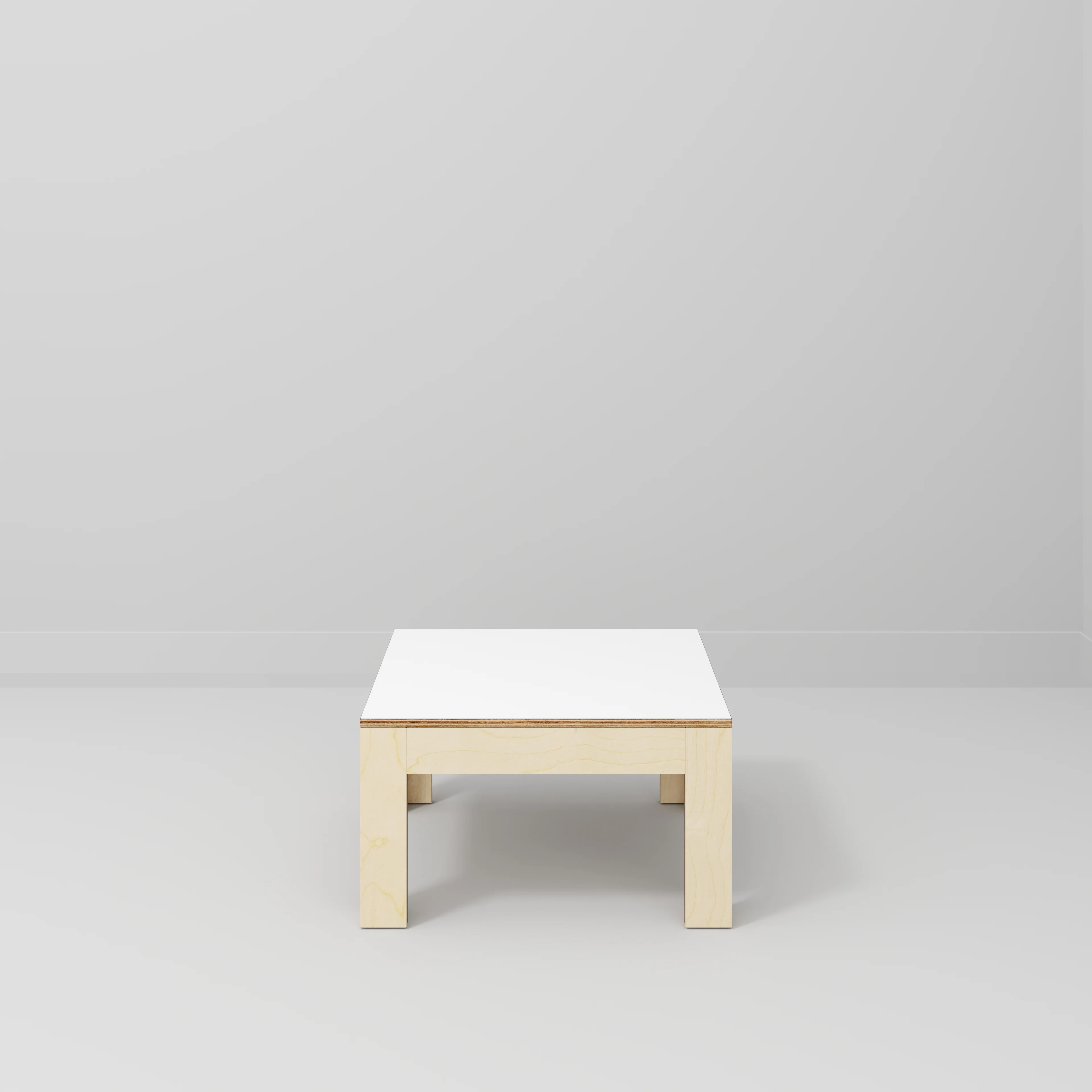 Plywood Coffee Table with Solid Frame - Formica White - 800(w) x 800(d) x 450(h) - Image 2