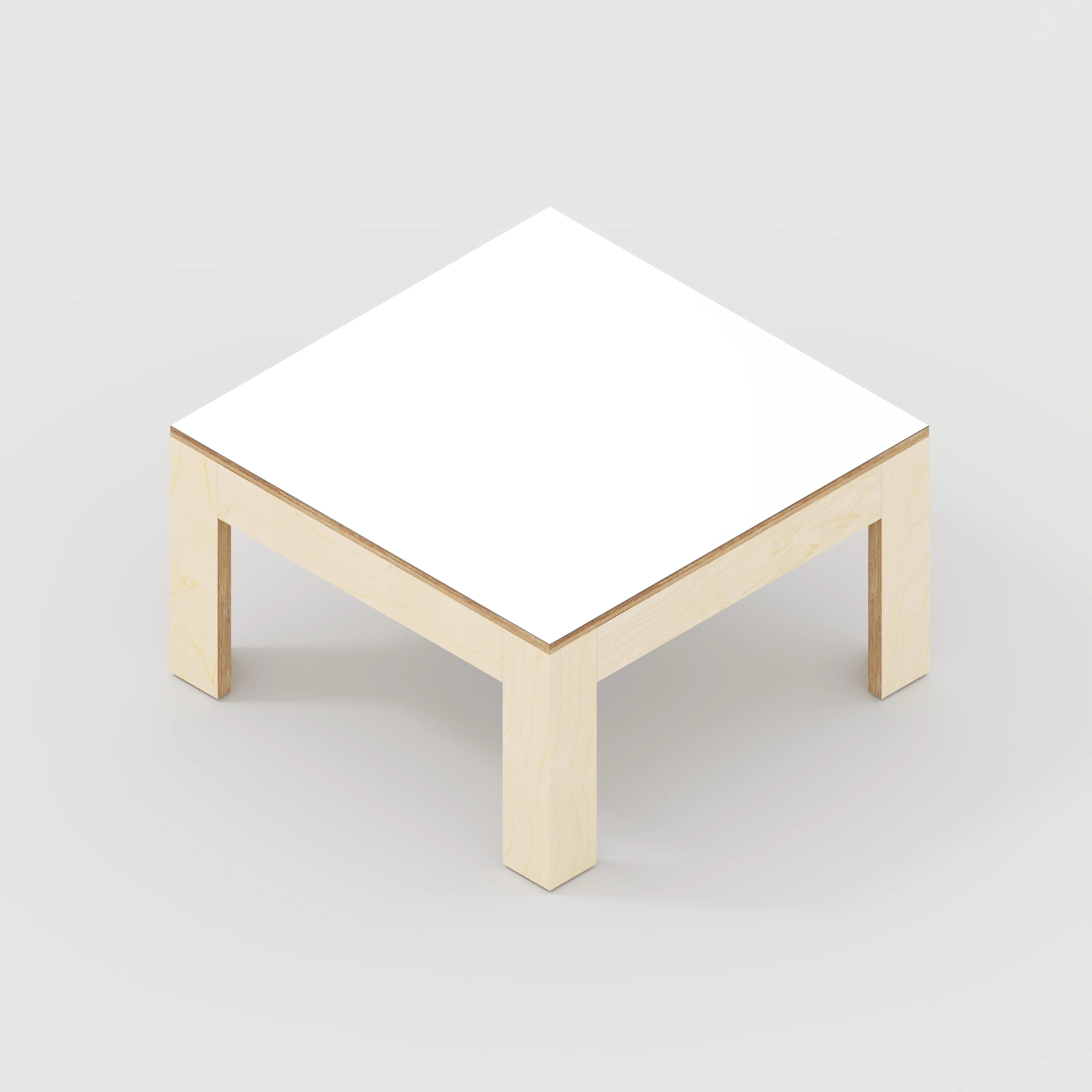 Plywood Coffee Table with Solid Frame - Formica White - 800(w) x 800(d) x 450(h) - Image 5