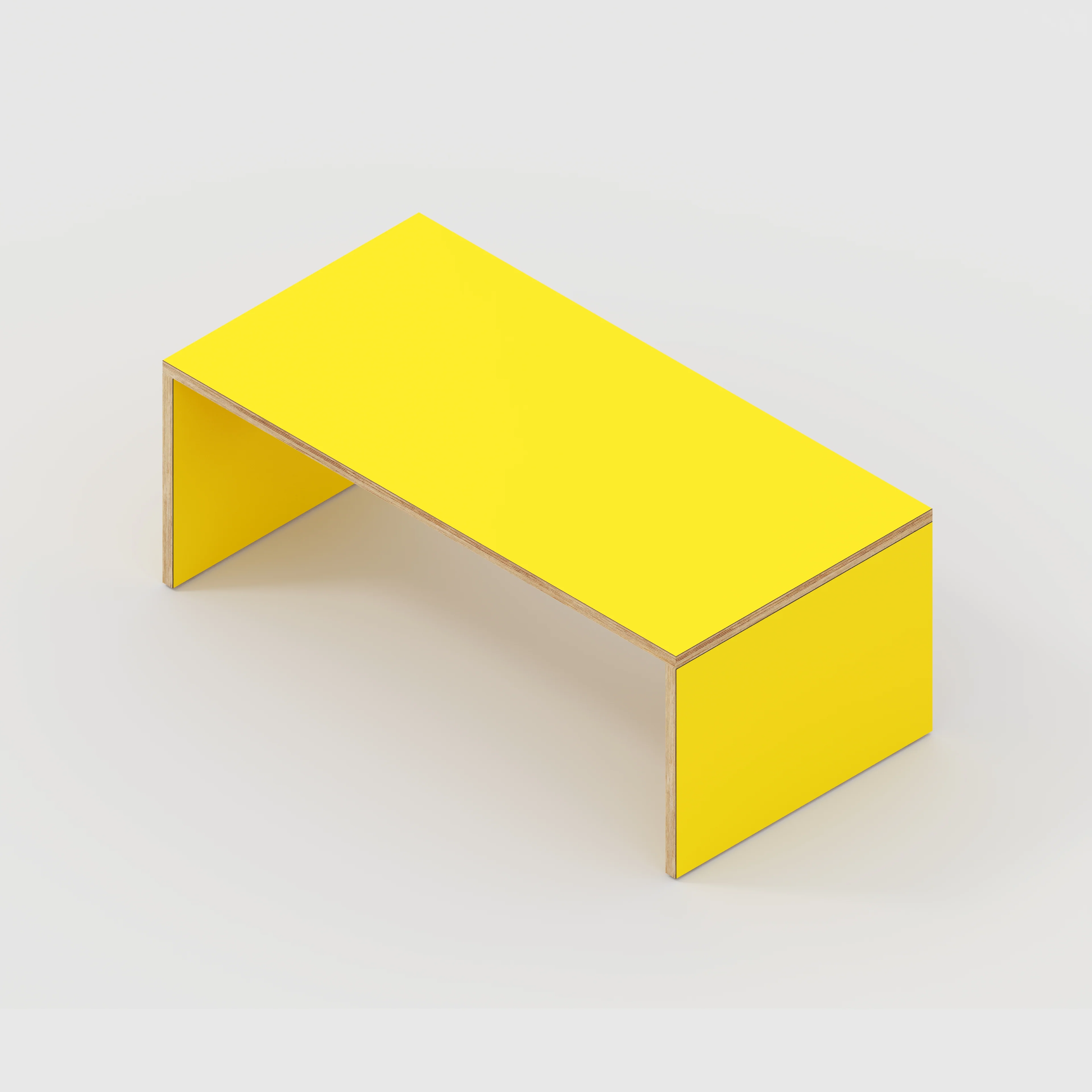 Plywood Coffee Table with Solid Sides - Formica Chrome Yellow - 1200(w) x 600(d) x 450(h) - Image 5