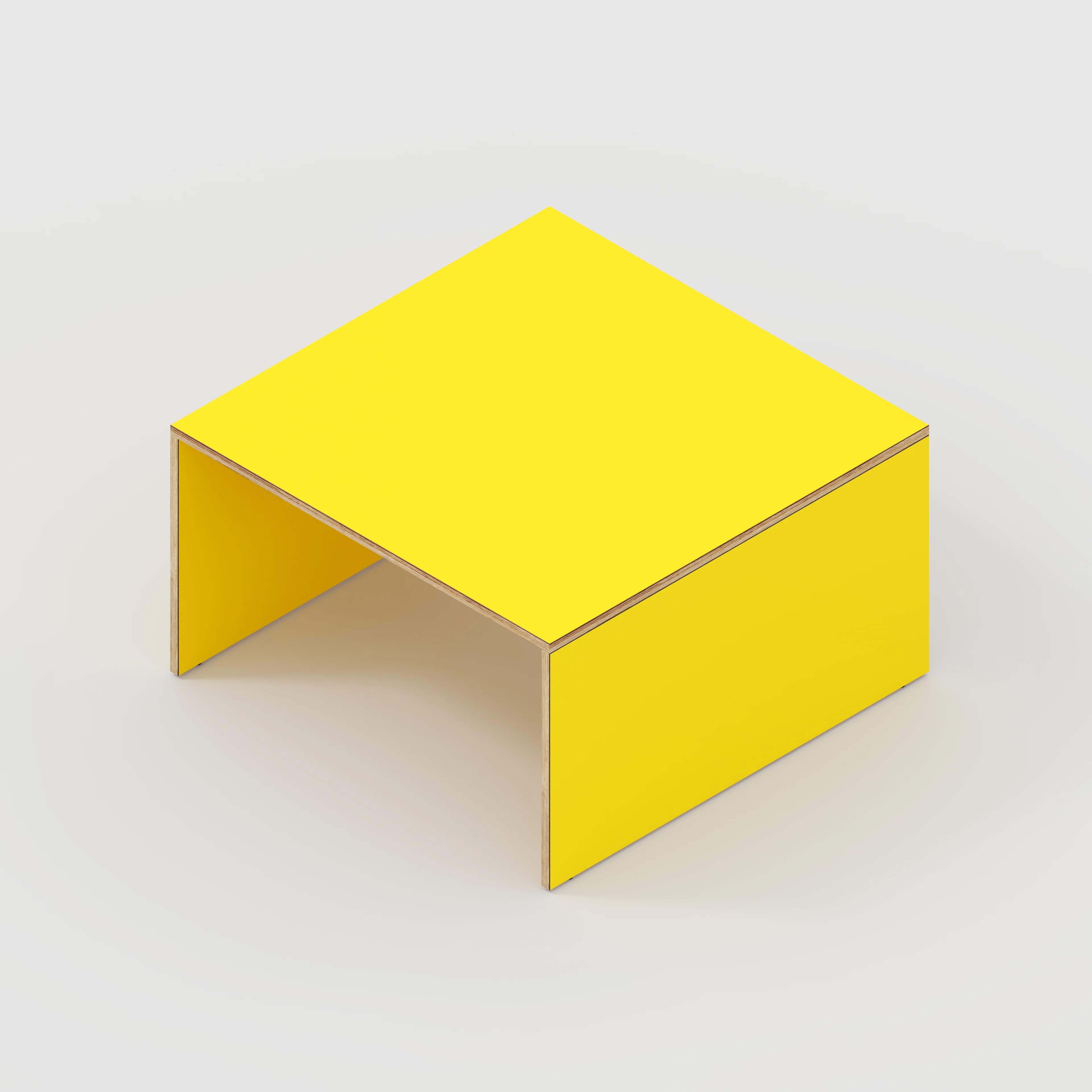 Plywood Coffee Table with Solid Sides - Formica Chrome Yellow - 800(w) x 800(d) x 450(h) - Image 5