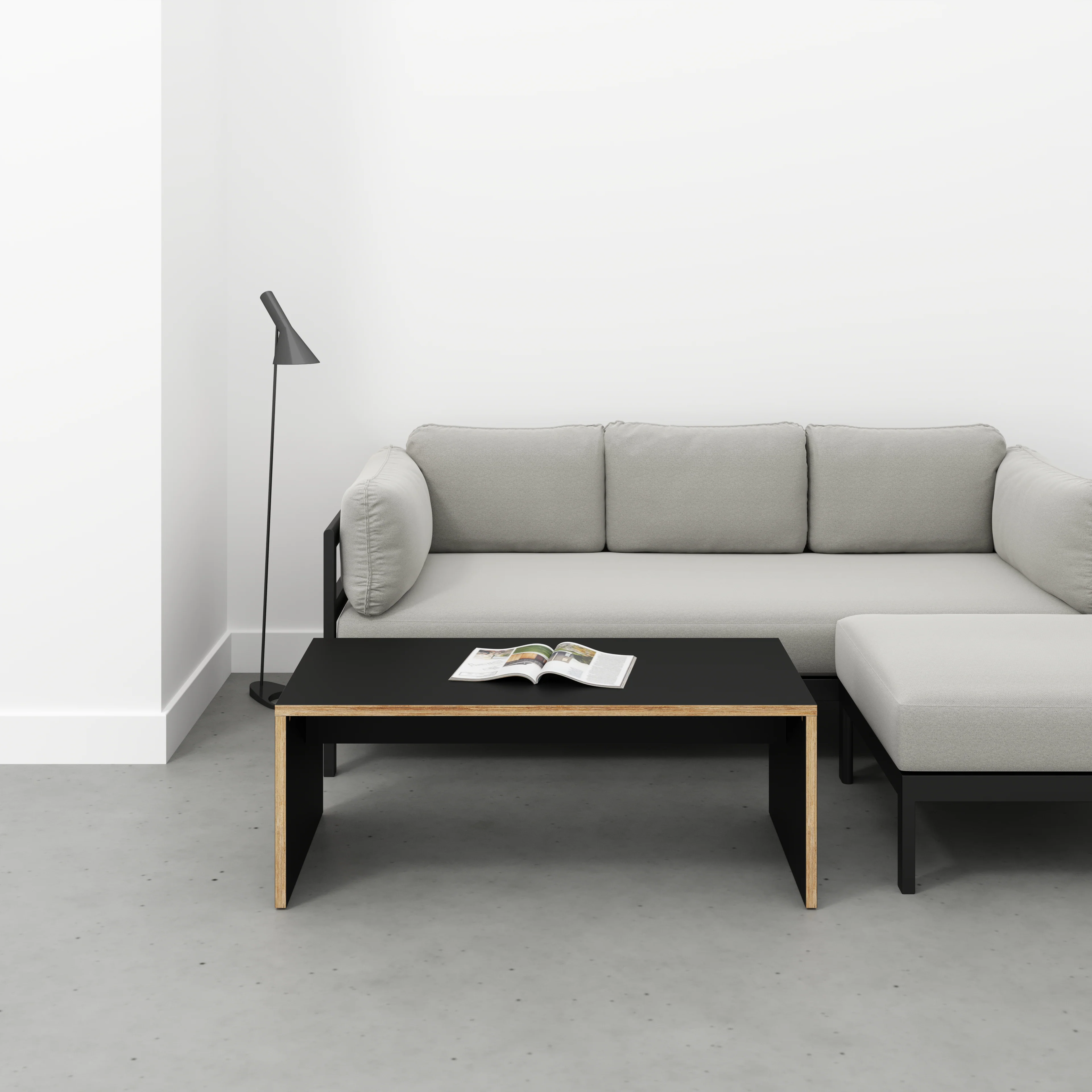 Plywood Coffee Table with Solid Sides - Formica Diamond Black - 1200(w) x 600(d) x 450(h) - Image 2
