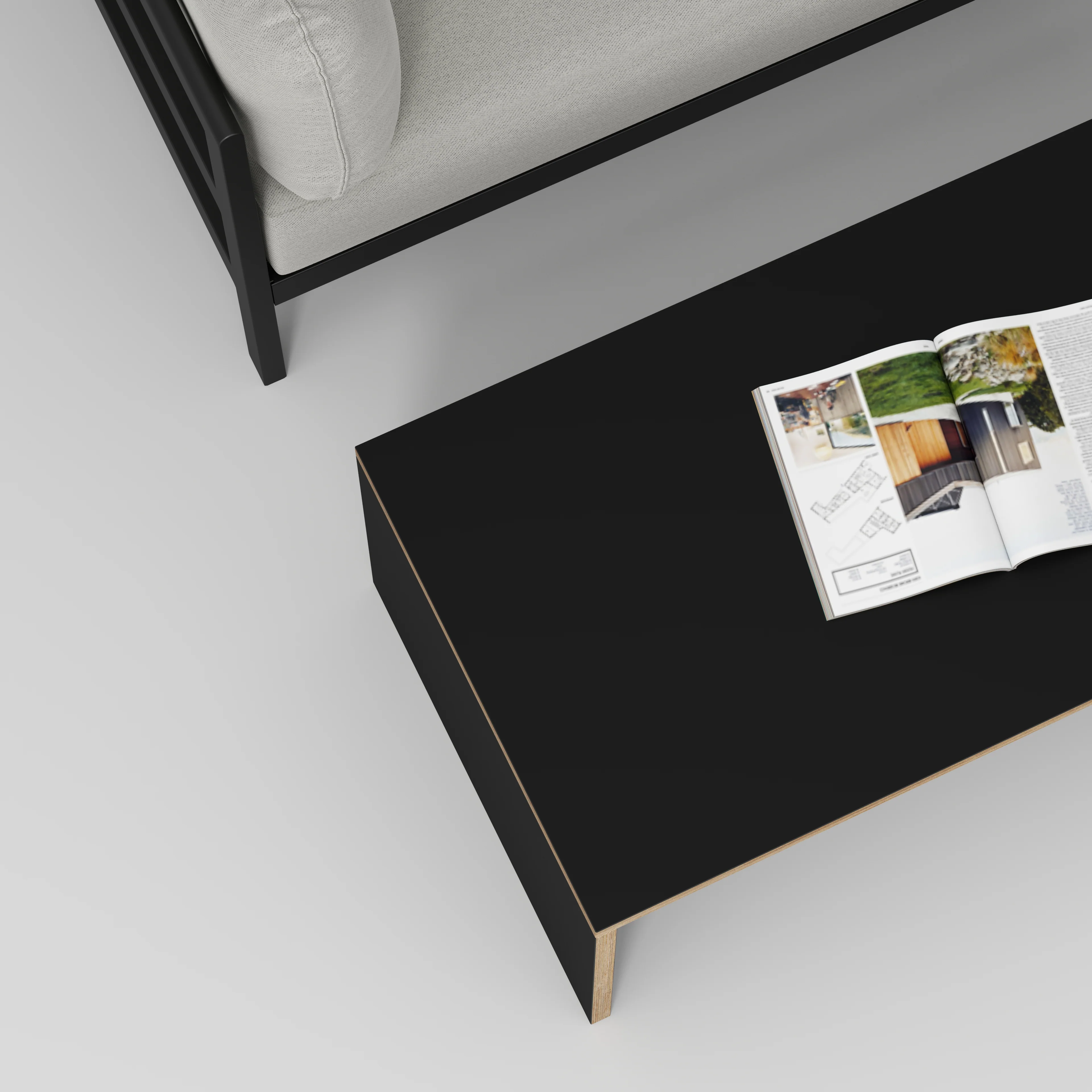 Plywood Coffee Table with Solid Sides - Formica Diamond Black - 1200(w) x 600(d) x 450(h) - Image 3