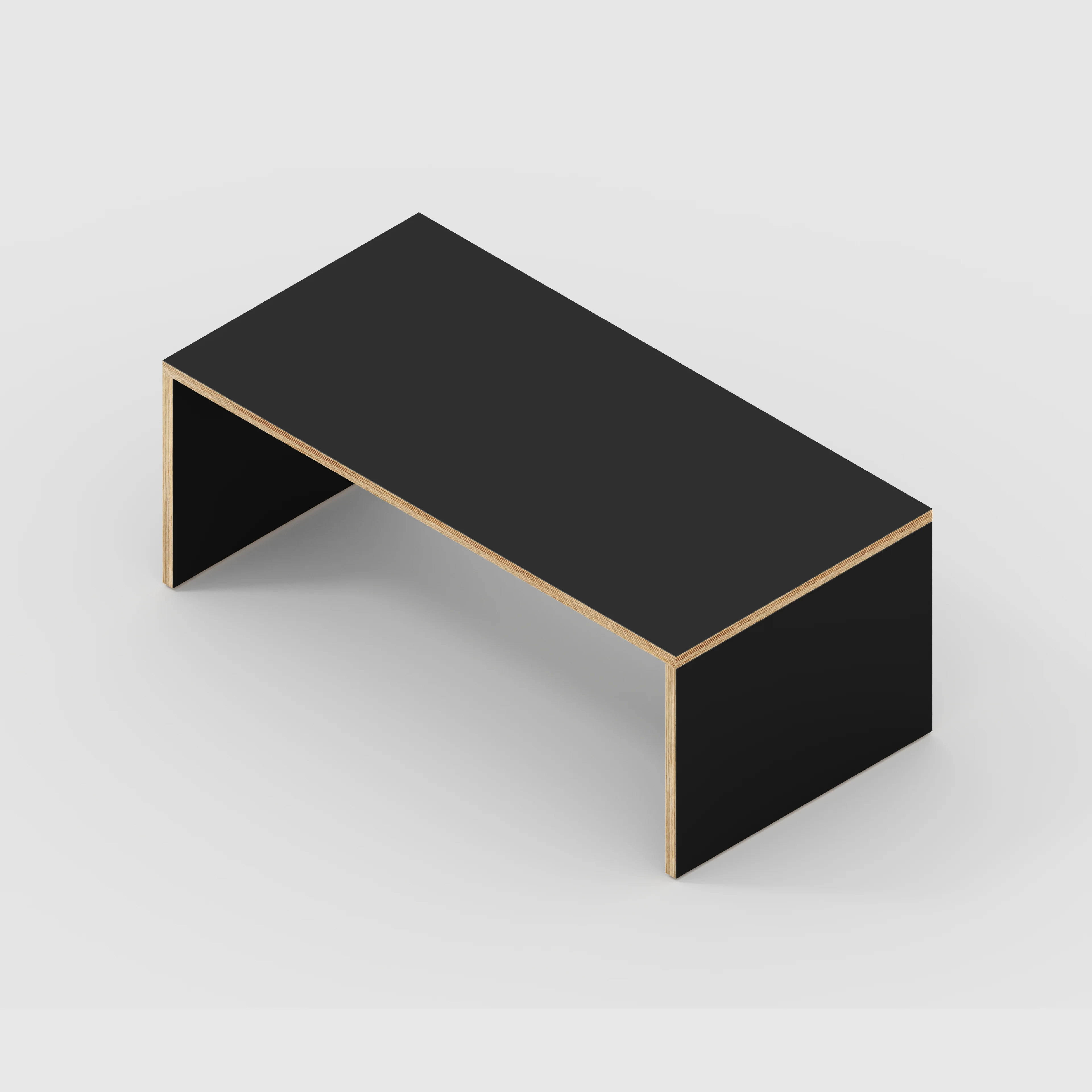 Plywood Coffee Table with Solid Sides - Formica Diamond Black - 1200(w) x 600(d) x 450(h) - Image 5