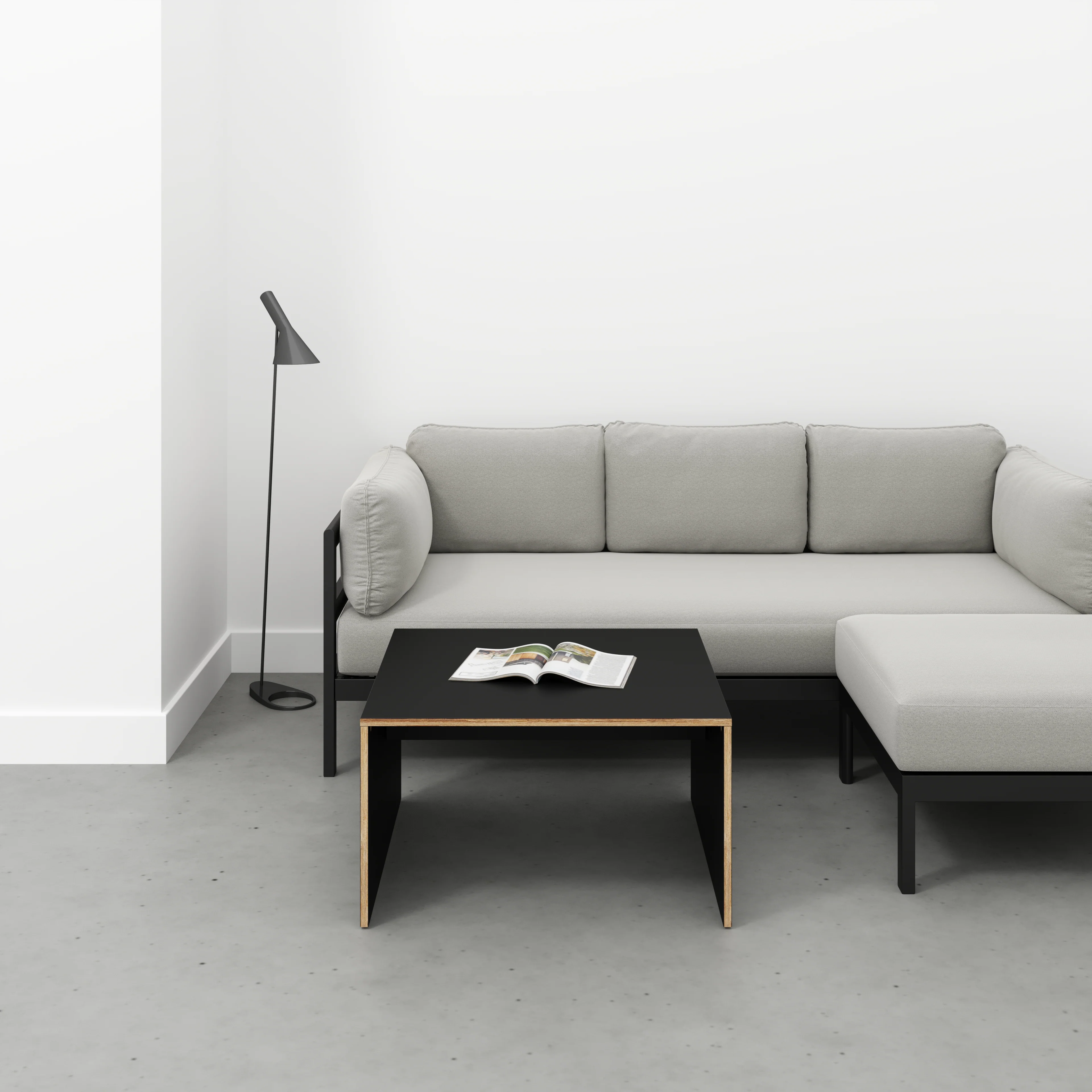 Plywood Coffee Table with Solid Sides - Formica Diamond Black - 800(w) x 800(d) x 450(h) - Image 2