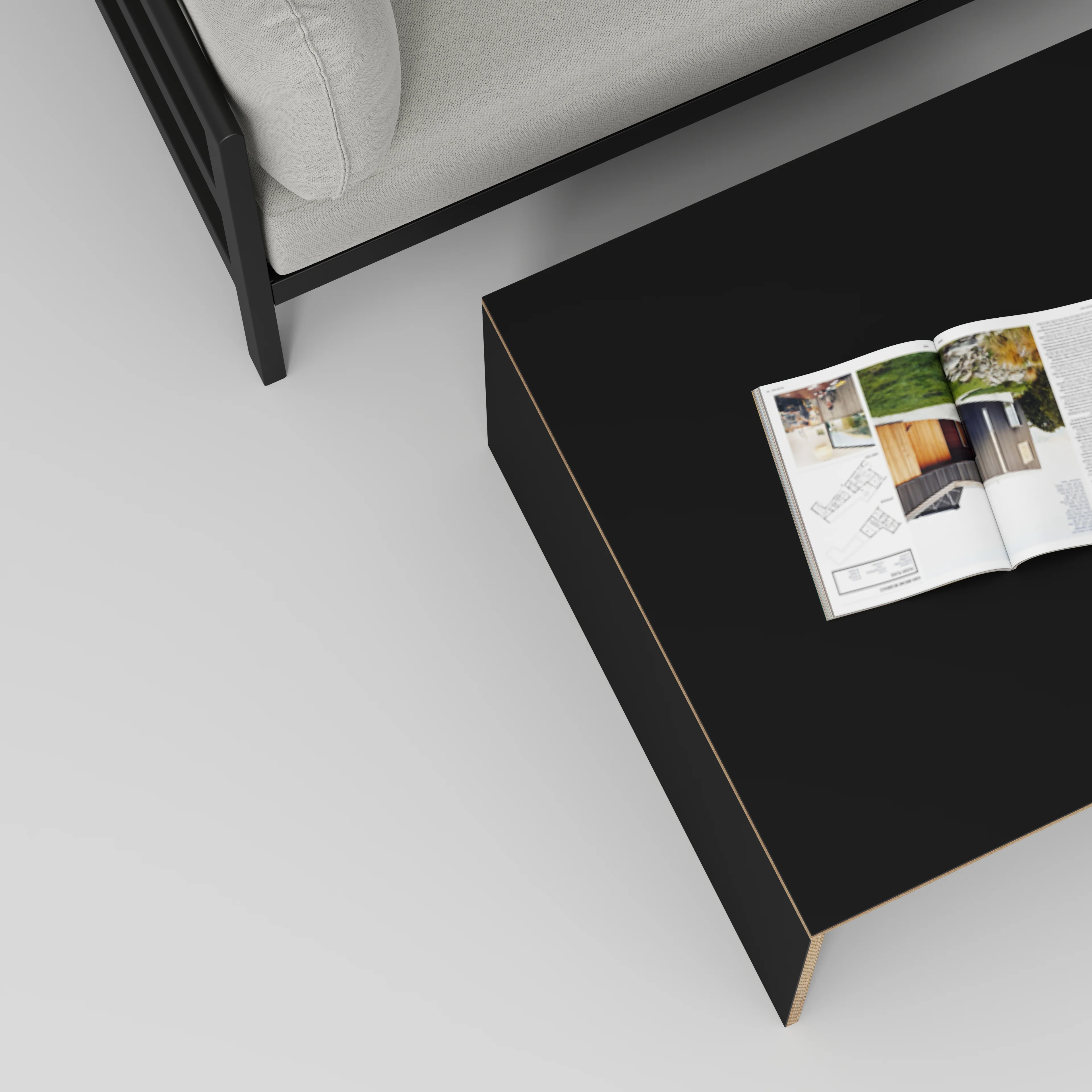 Plywood Coffee Table with Solid Sides - Formica Diamond Black - 800(w) x 800(d) x 450(h) - Image 3