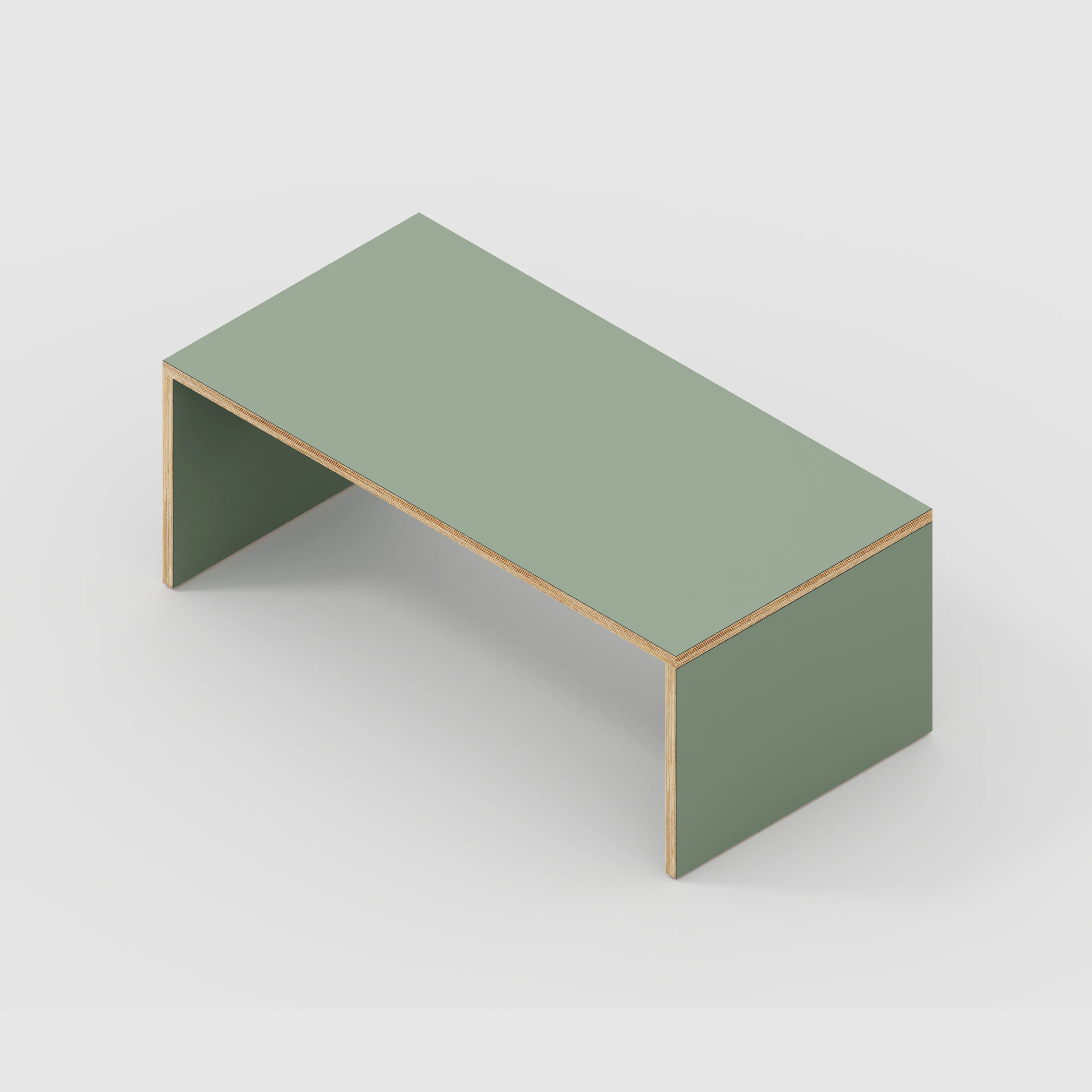 Plywood Coffee Table with Solid Sides - Formica Green Slate - 1200(w) x 600(d) x 450(h) - Image 5
