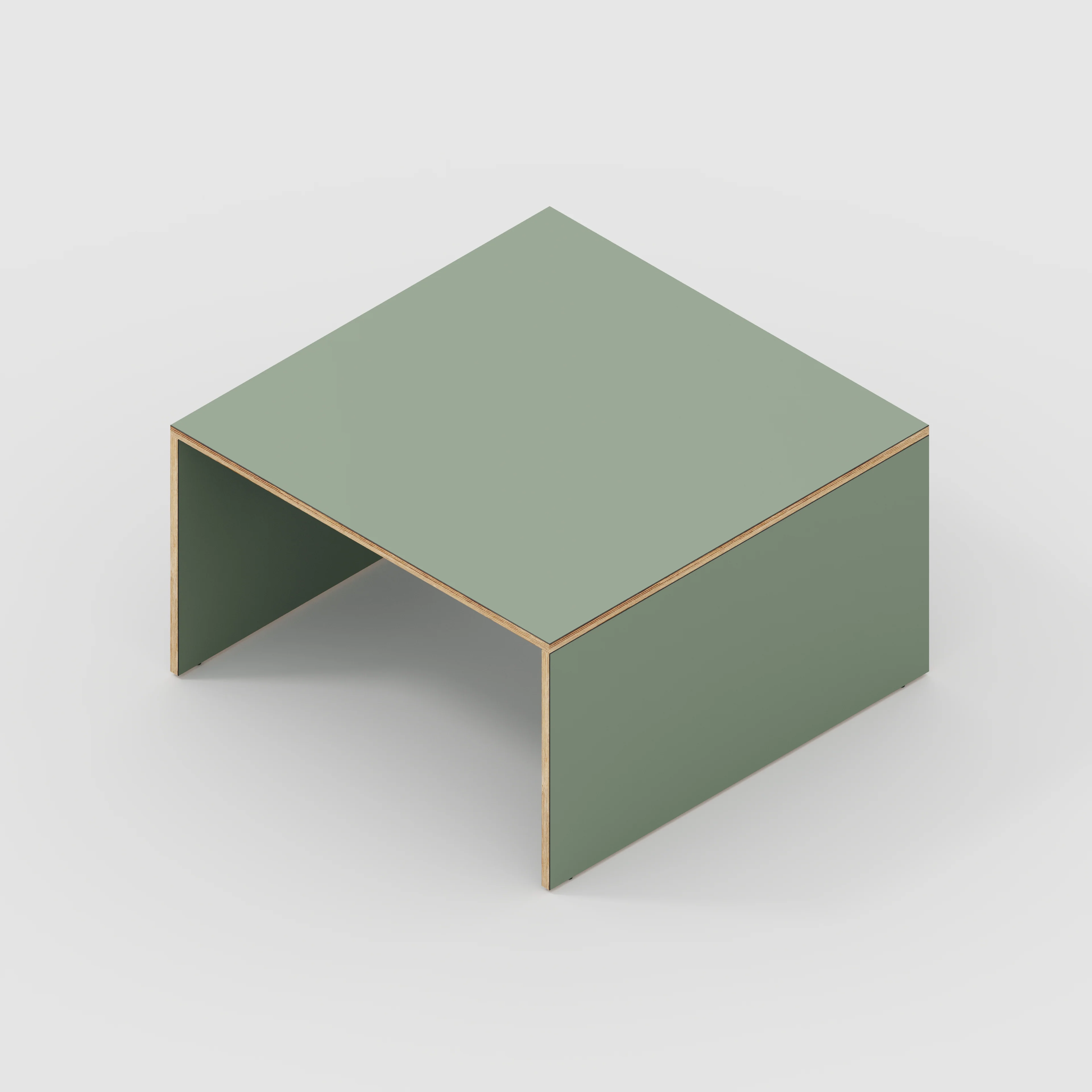 Plywood Coffee Table with Solid Sides - Formica Green Slate - 800(w) x 800(d) x 450(h) - Image 5
