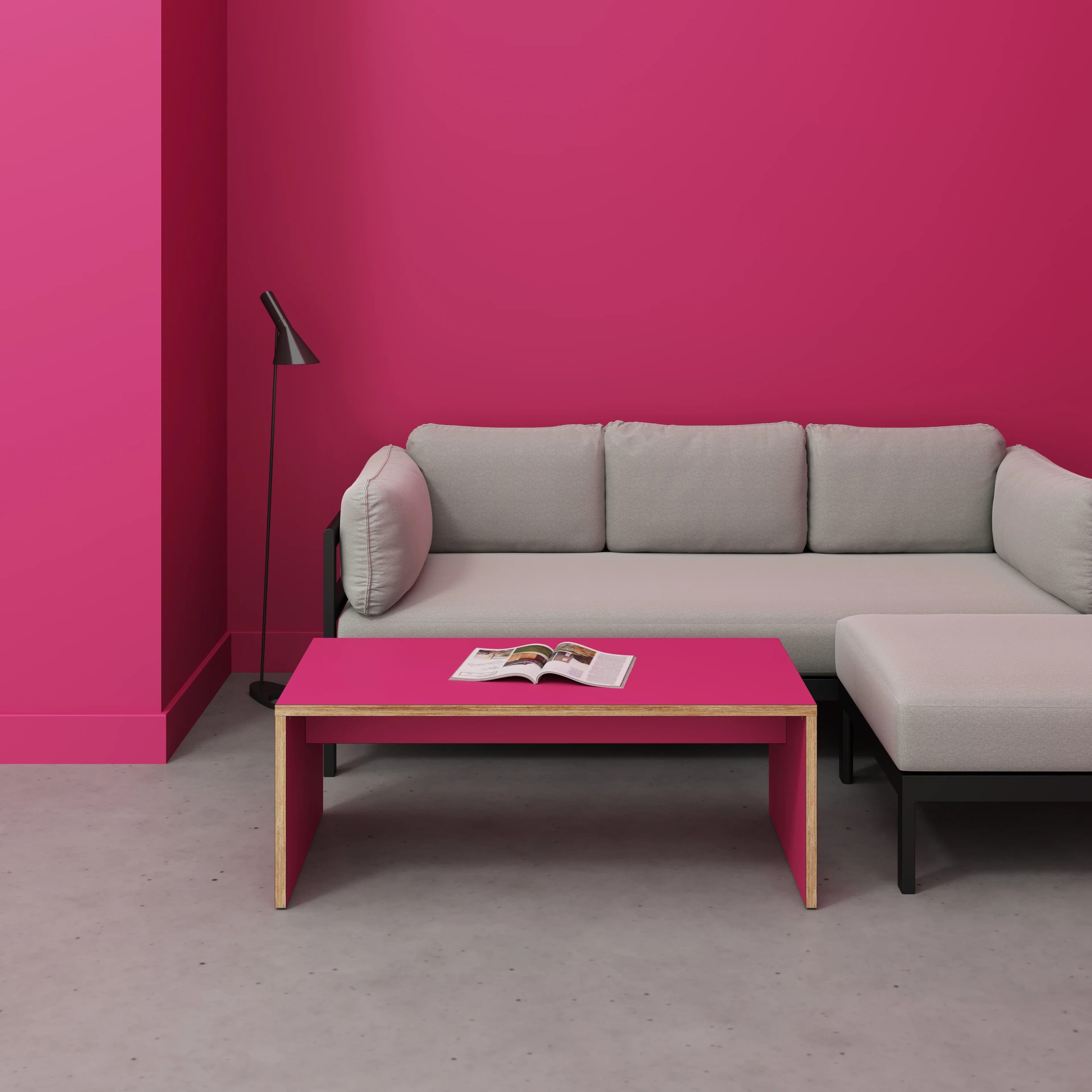 Plywood Coffee Table with Solid Sides - Formica Juicy Pink - 1200(w) x 600(d) x 450(h) - Image 2