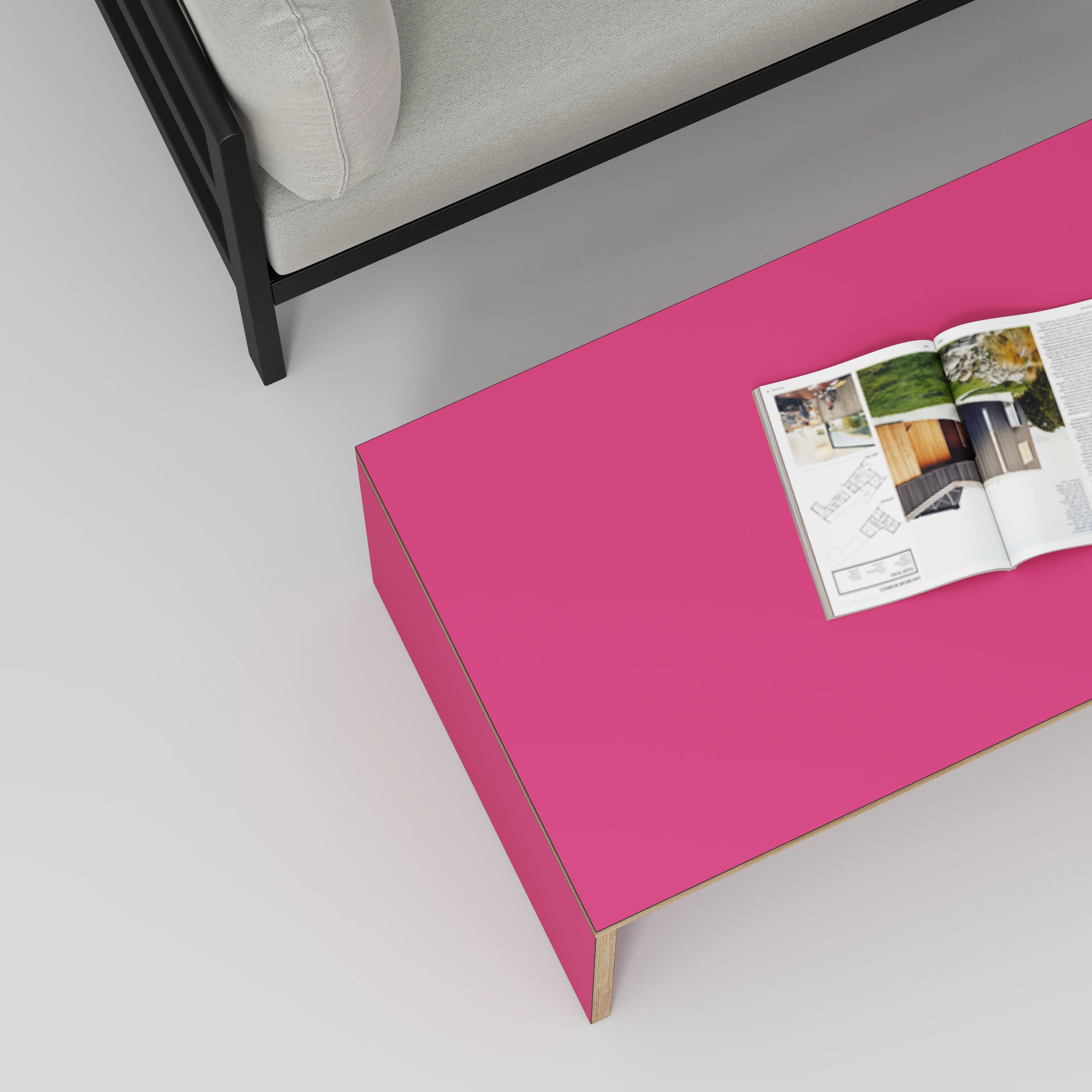 Plywood Coffee Table with Solid Sides - Formica Juicy Pink - 1200(w) x 600(d) x 450(h) - Image 3