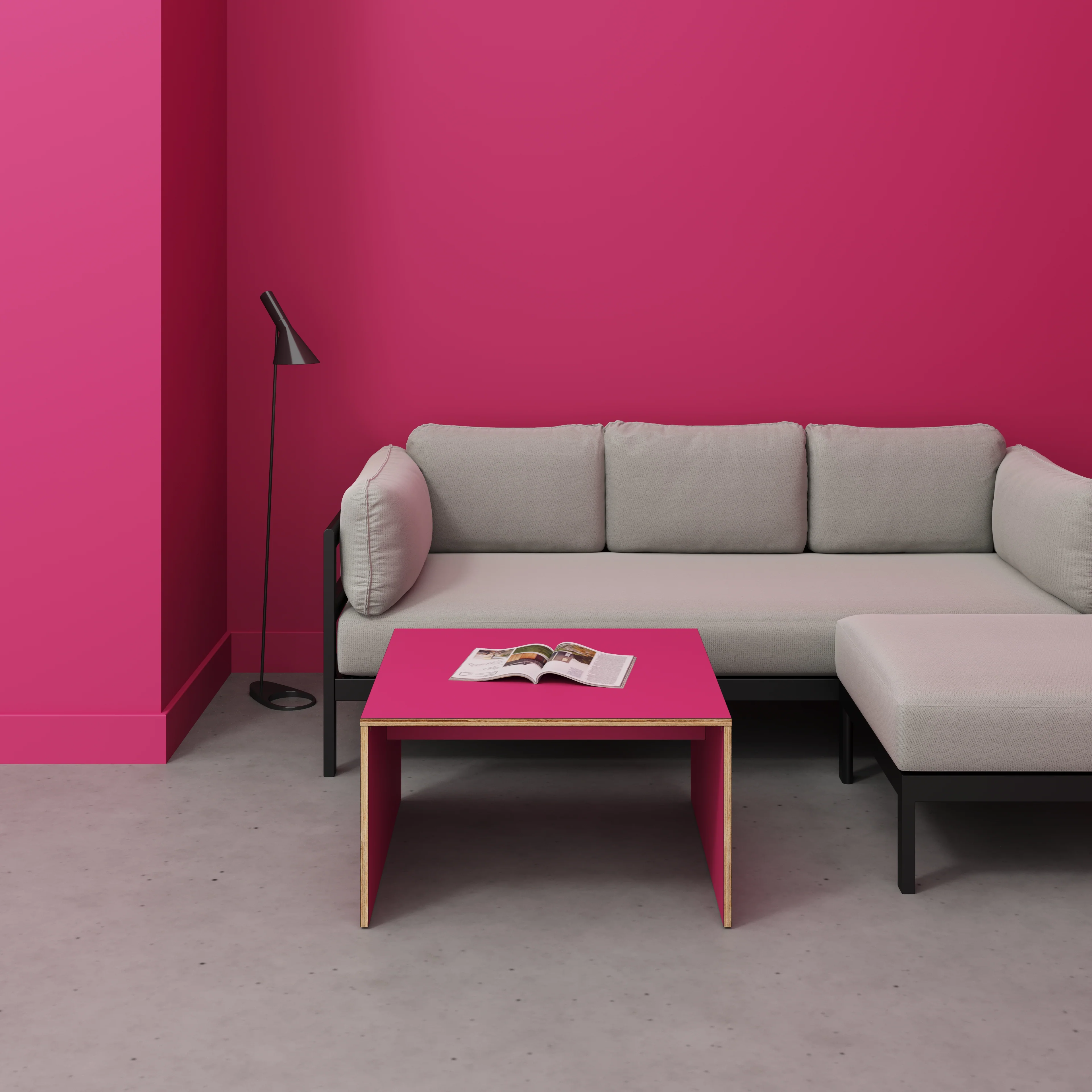 Plywood Coffee Table with Solid Sides - Formica Juicy Pink - 800(w) x 800(d) x 450(h) - Image 2
