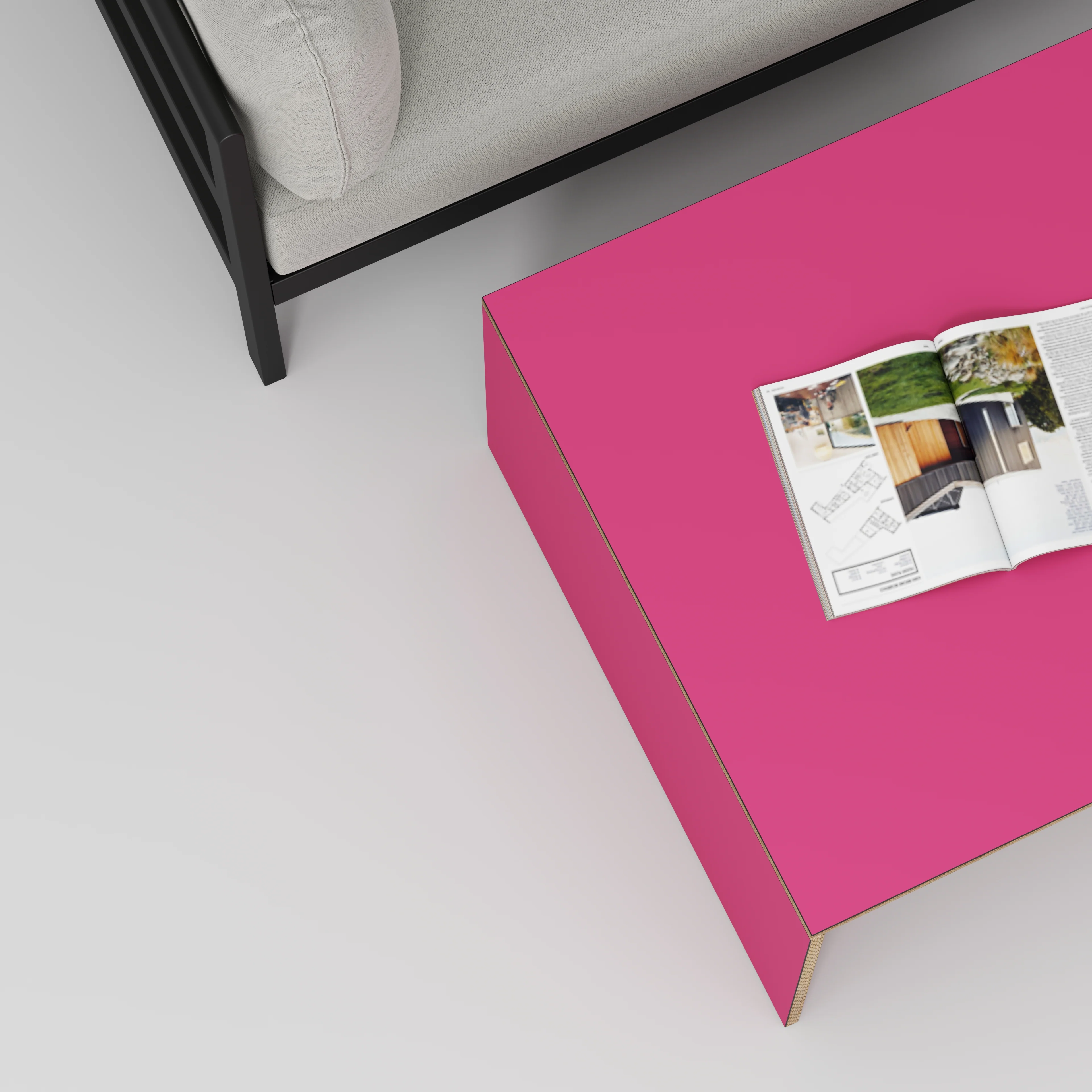 Plywood Coffee Table with Solid Sides - Formica Juicy Pink - 800(w) x 800(d) x 450(h) - Image 3