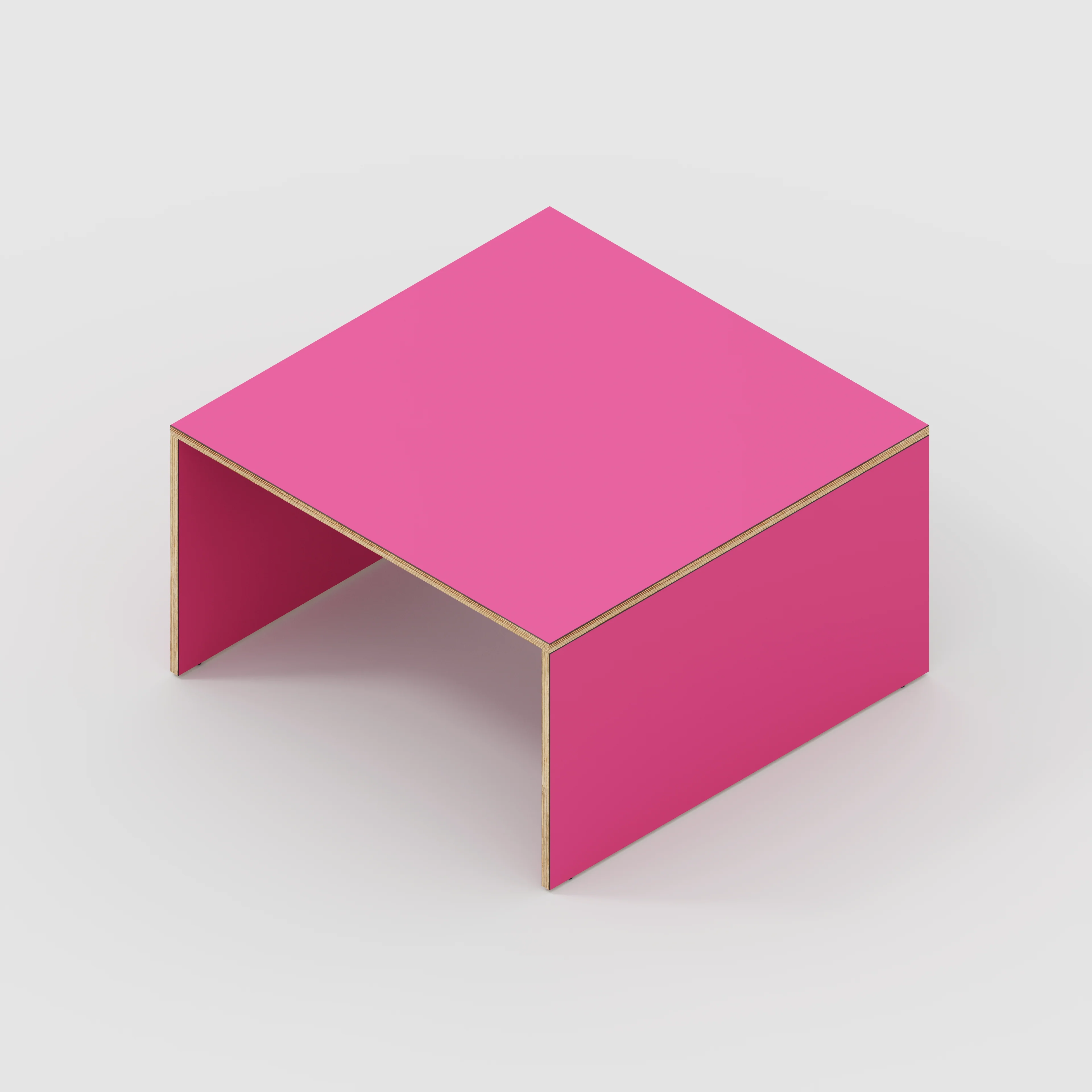 Plywood Coffee Table with Solid Sides - Formica Juicy Pink - 800(w) x 800(d) x 450(h) - Image 5