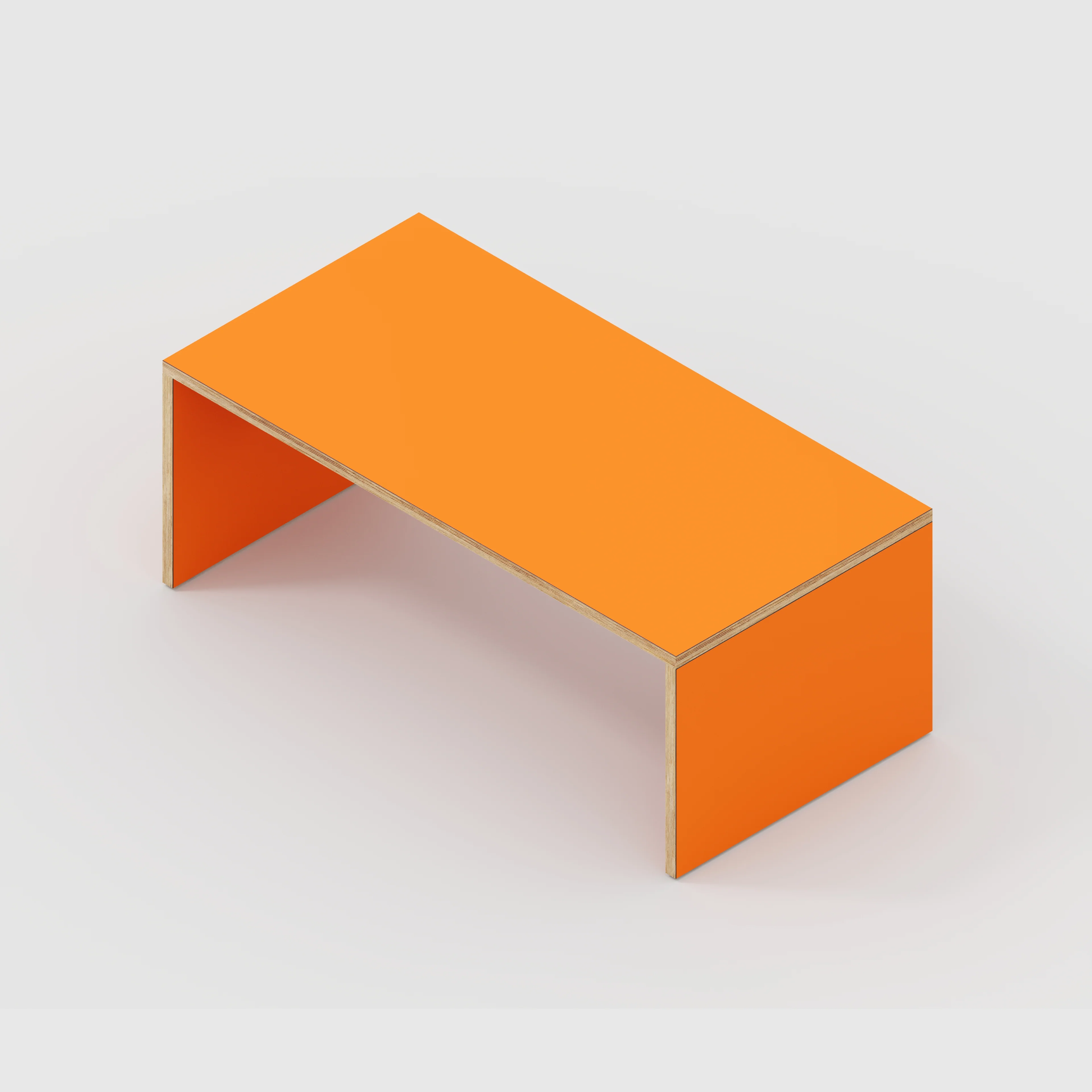 Plywood Coffee Table with Solid Sides - Formica Levante Orange - 1200(w) x 600(d) x 450(h) - Image 5