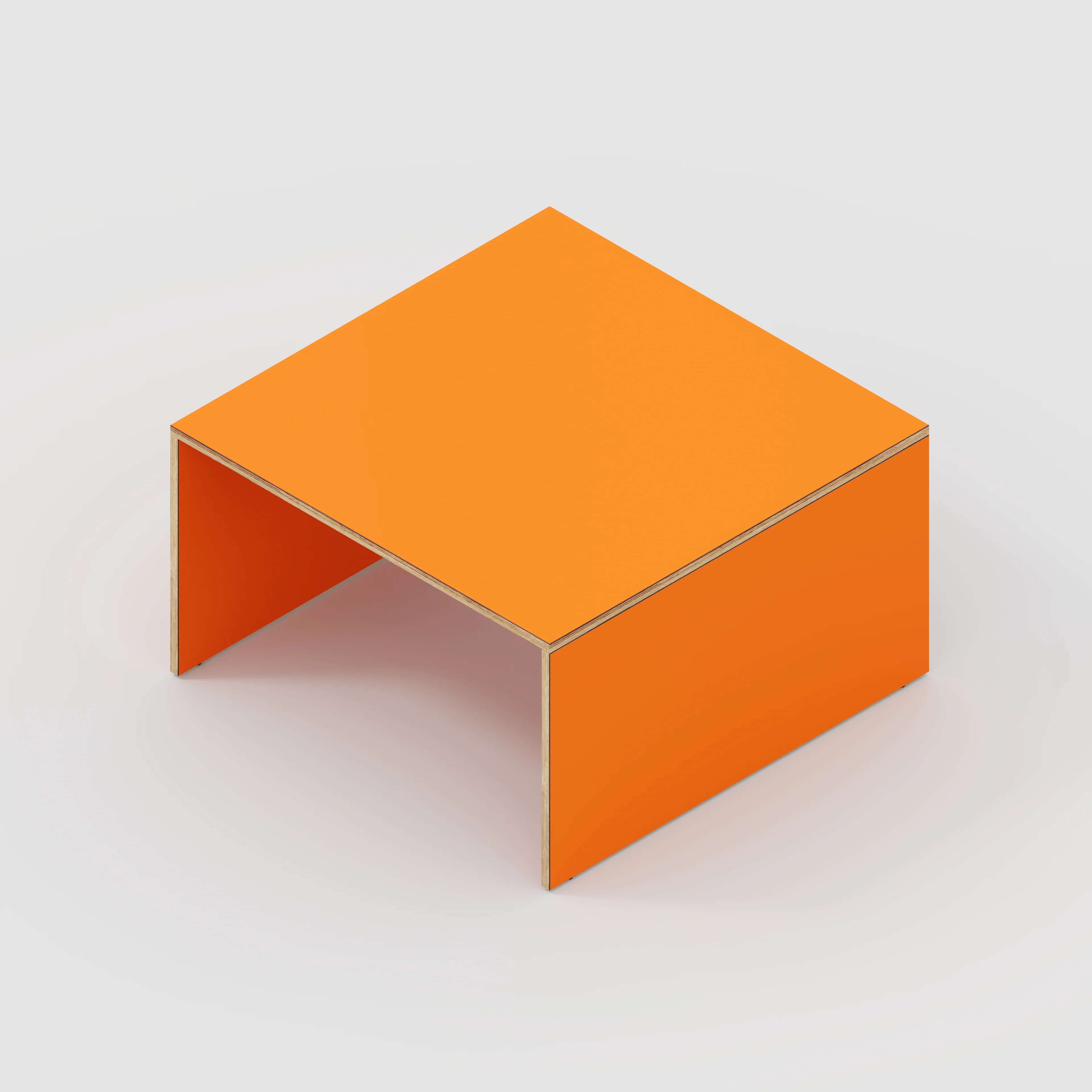 Plywood Coffee Table with Solid Sides - Formica Levante Orange - 800(w) x 800(d) x 450(h) - Image 5