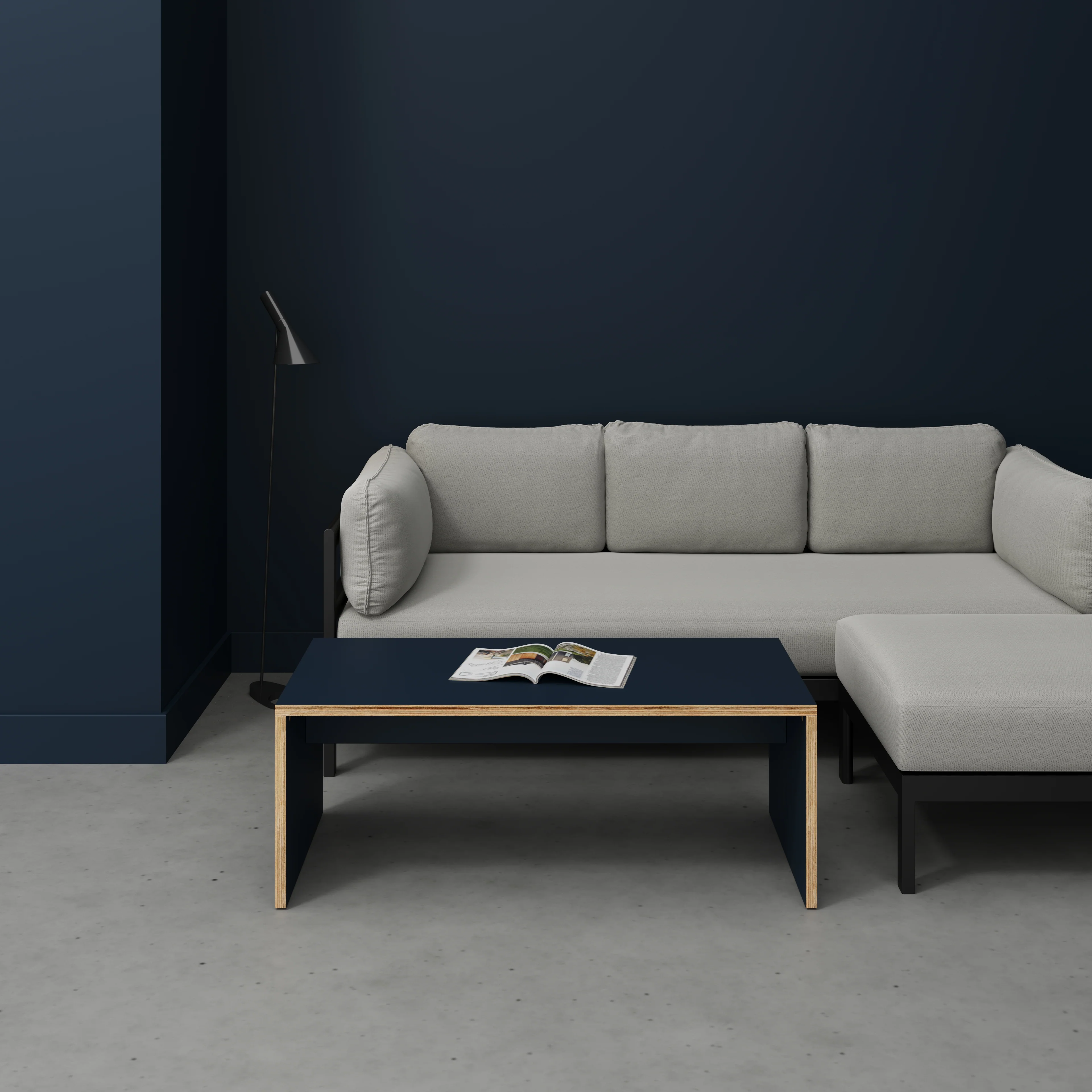 Plywood Coffee Table with Solid Sides - Formica Night Sea Blue - 1200(w) x 600(d) x 450(h) - Image 2