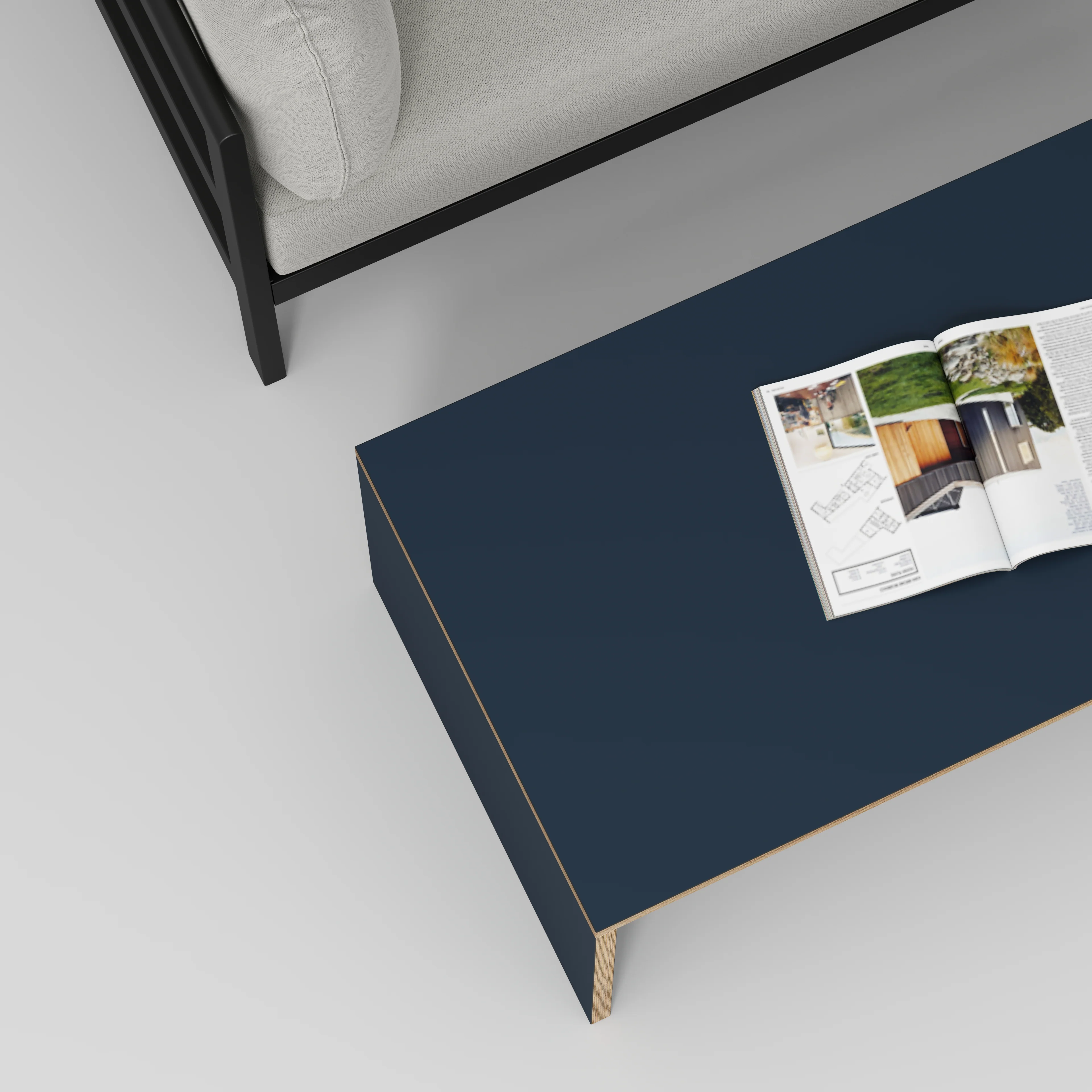 Plywood Coffee Table with Solid Sides - Formica Night Sea Blue - 1200(w) x 600(d) x 450(h) - Image 3