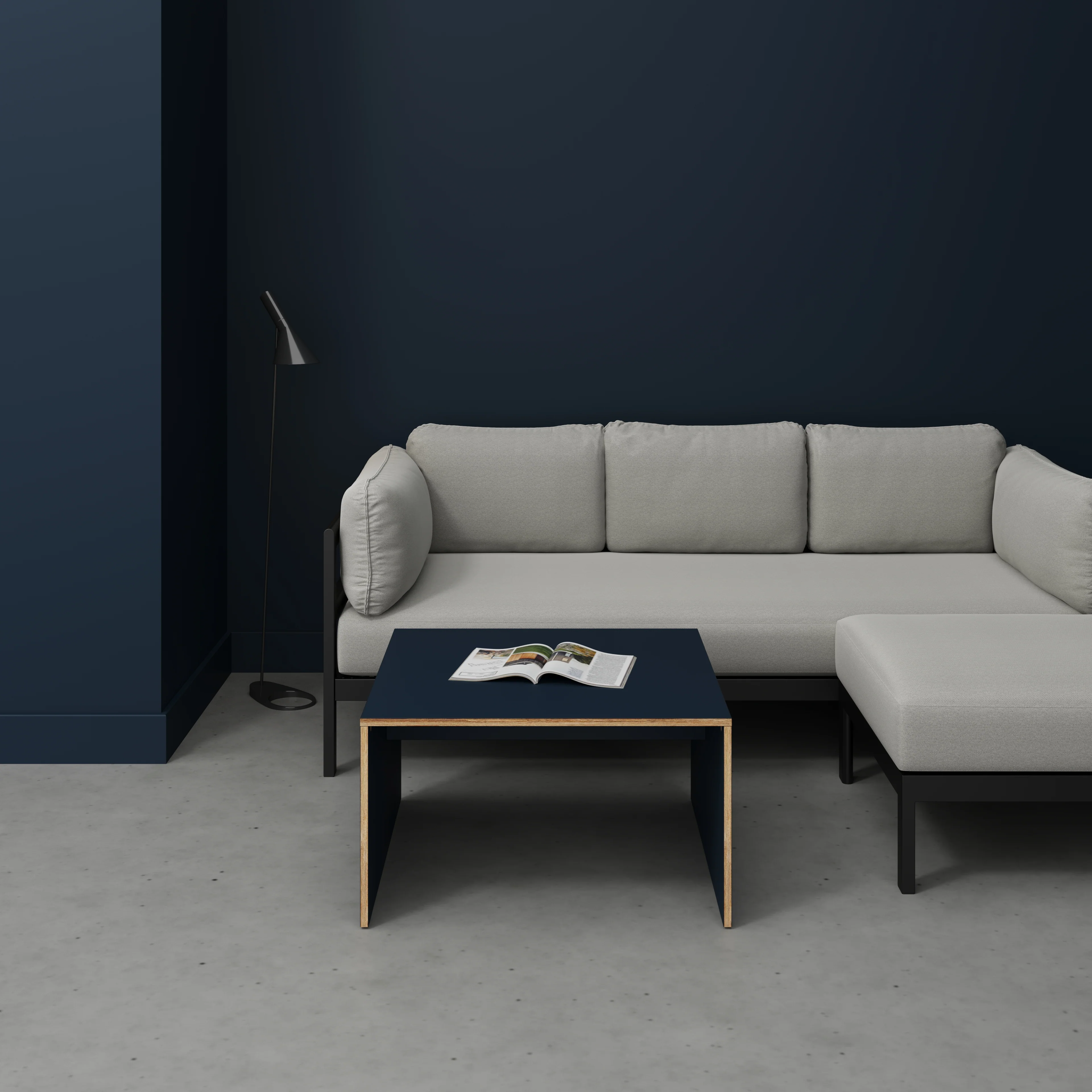 Plywood Coffee Table with Solid Sides - Formica Night Sea Blue - 800(w) x 800(d) x 450(h) - Image 2